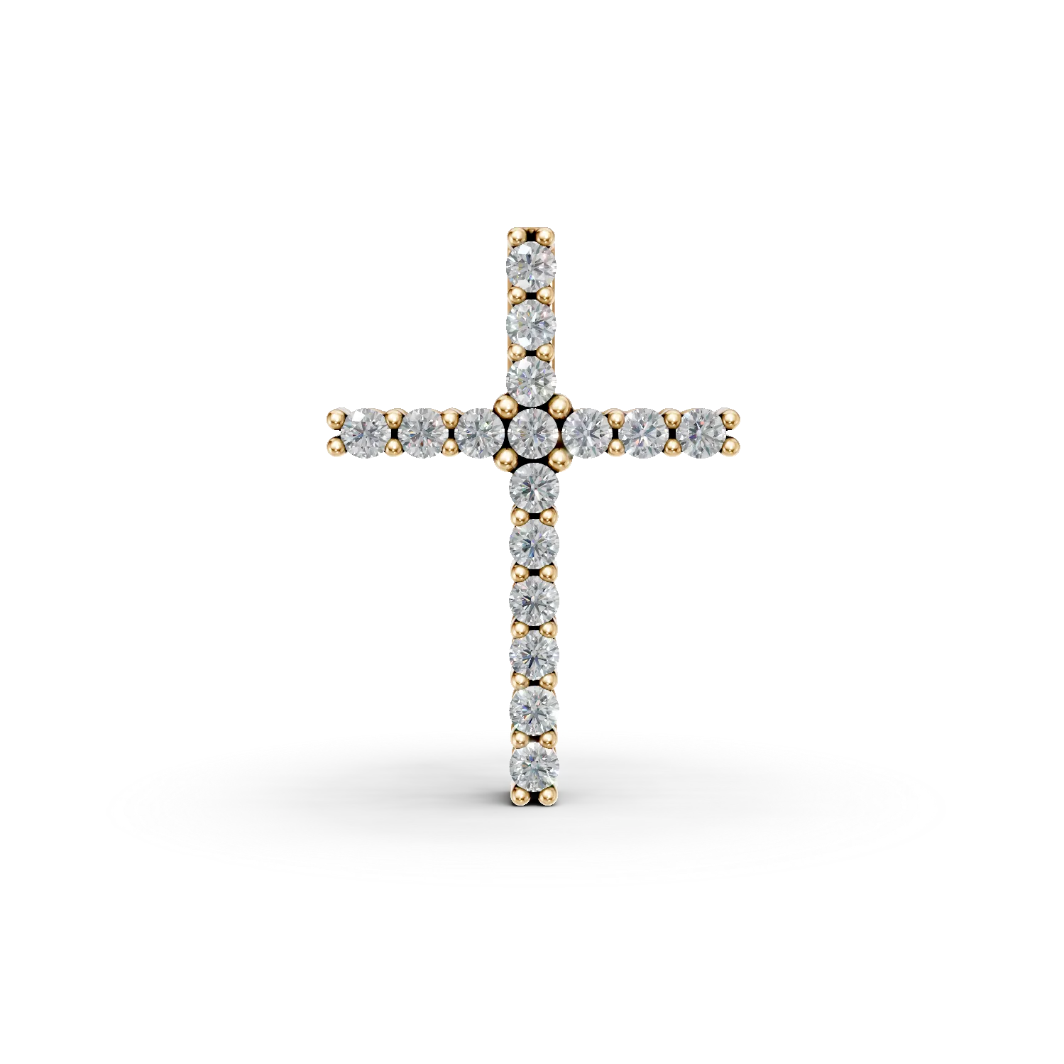 Pandantiv cruce din aur galben cu diamante de 0.1ct