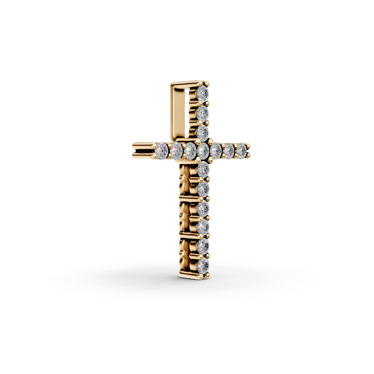 Pandantiv cruce din aur galben cu diamante de 0.1ct