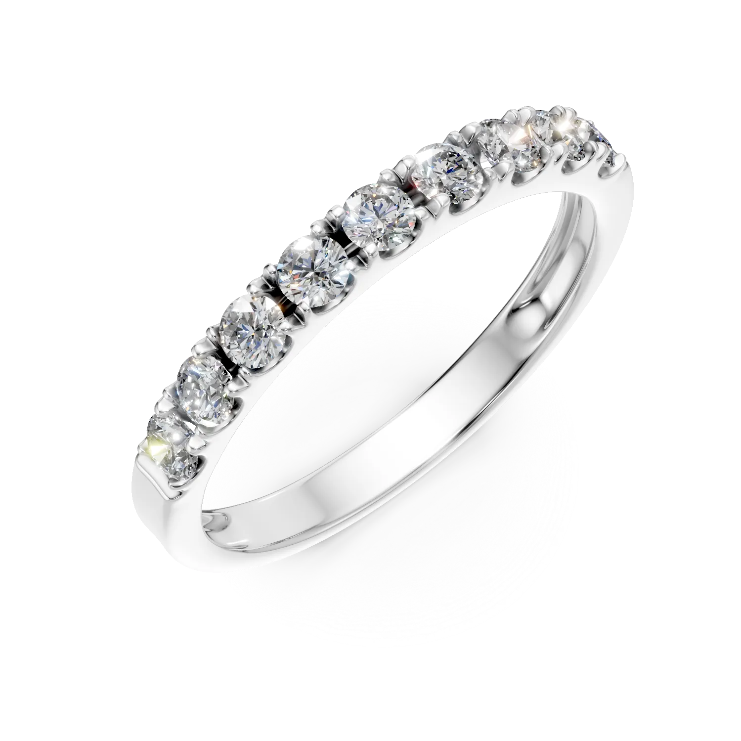 Inel semi eternity din aur alb cu diamante de 0.6ct