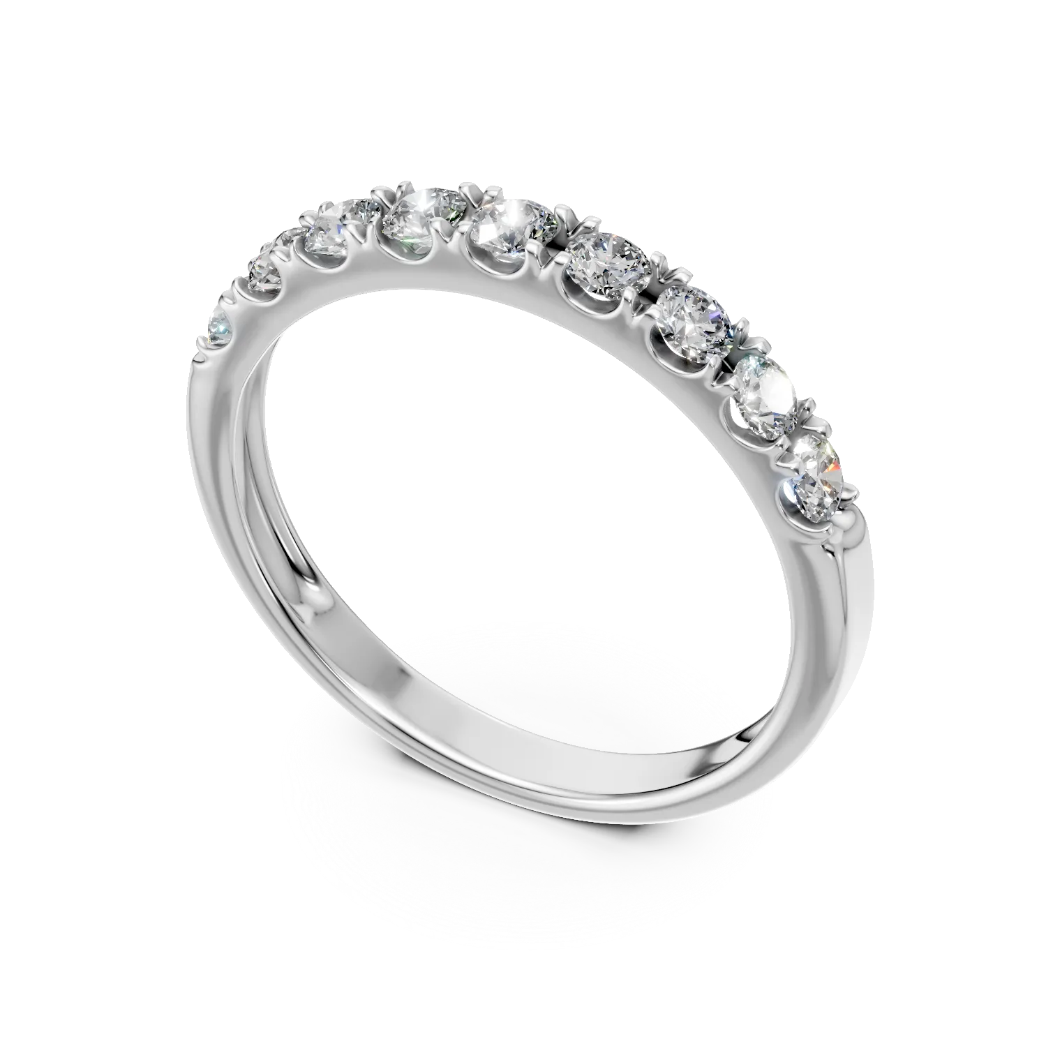 Pierscionek semi eternity z bialego zlota z diamentami 0.6ct