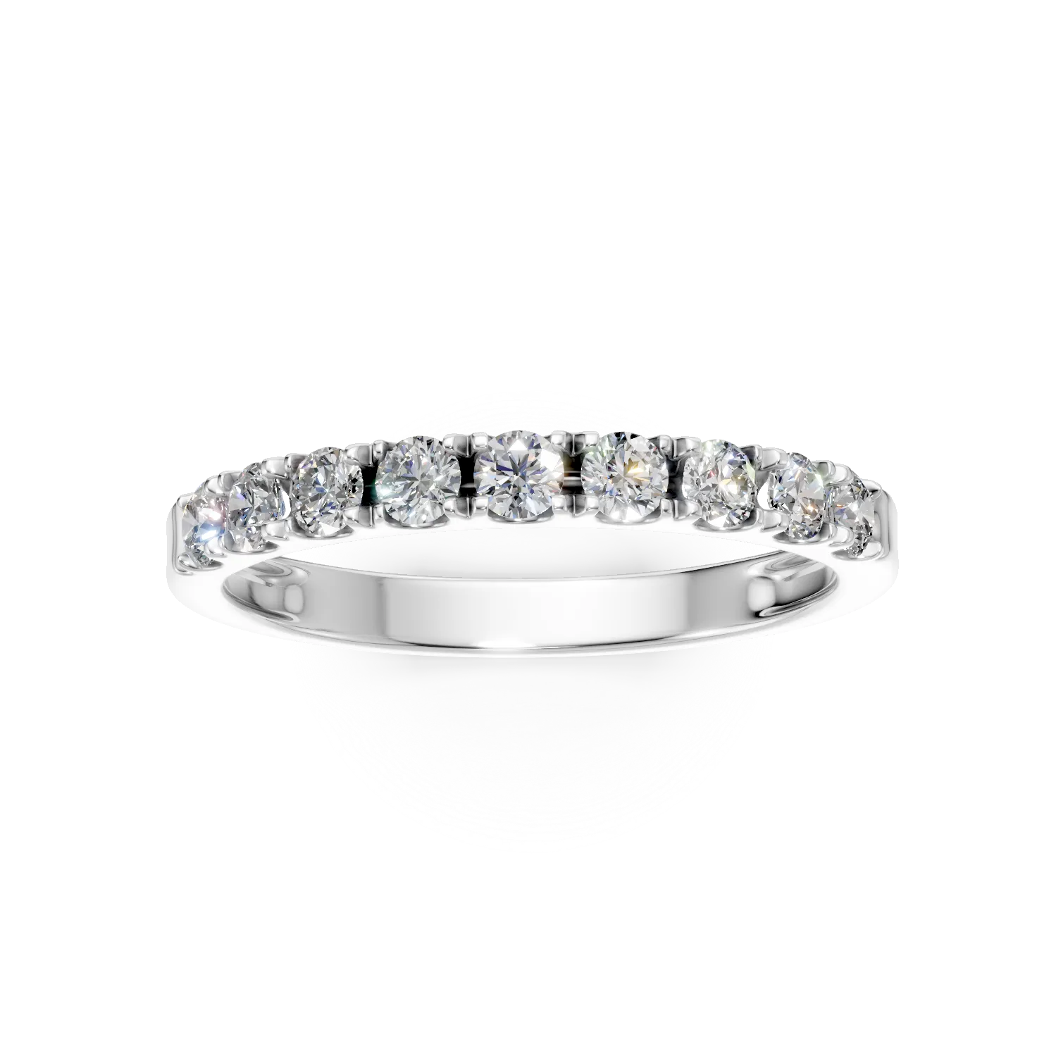 Pierscionek semi eternity z bialego zlota z diamentami 0.6ct