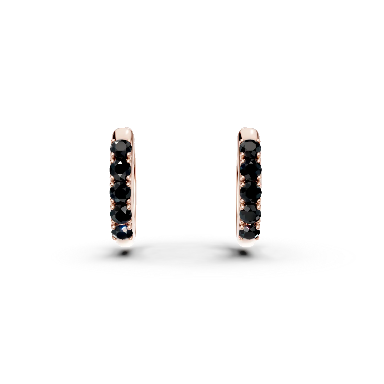 Cercei rotunzi din aur roz cu diamante negre de 0.4ct