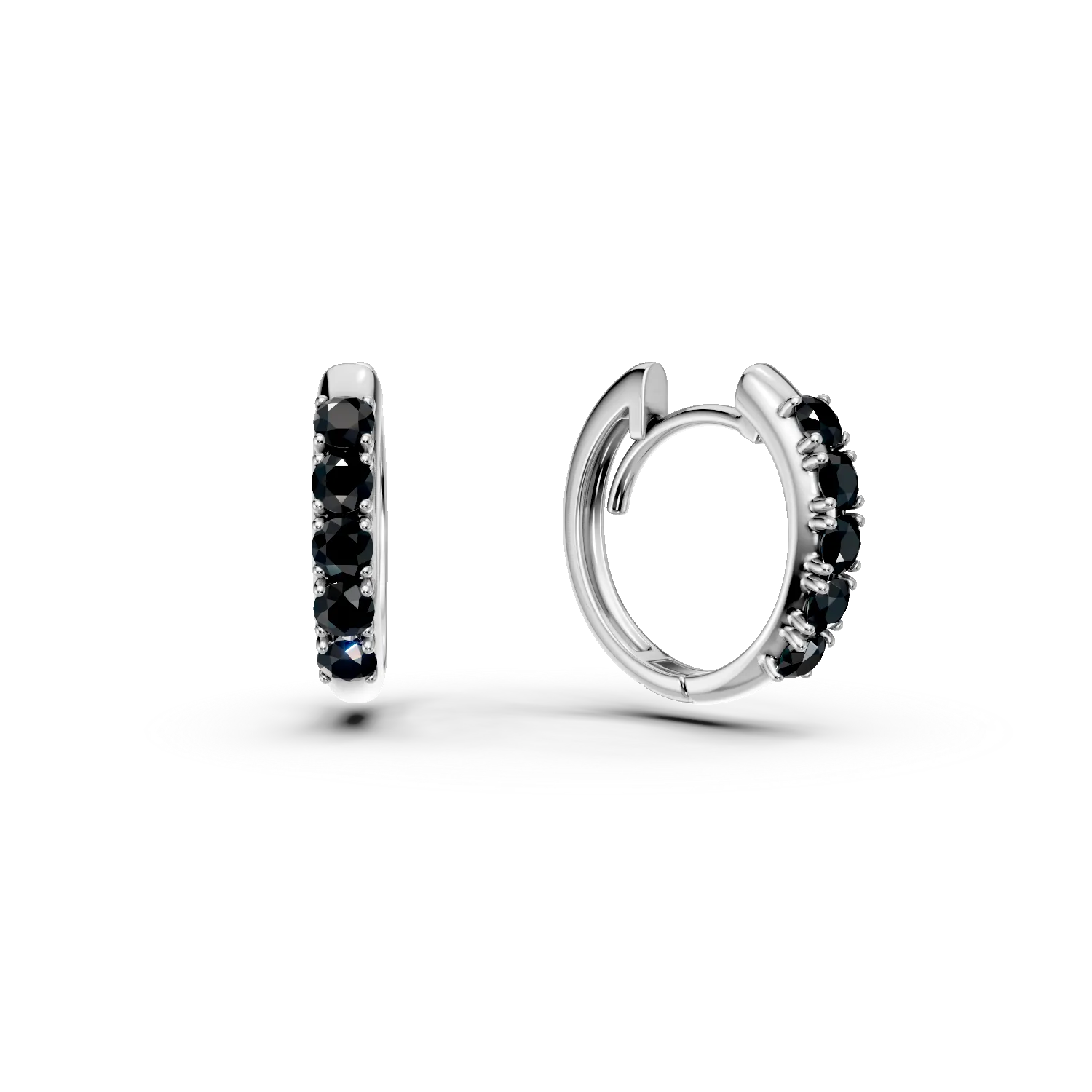 Kerek feherarany fulbevalo 0.4ct fekete gyemantokkal