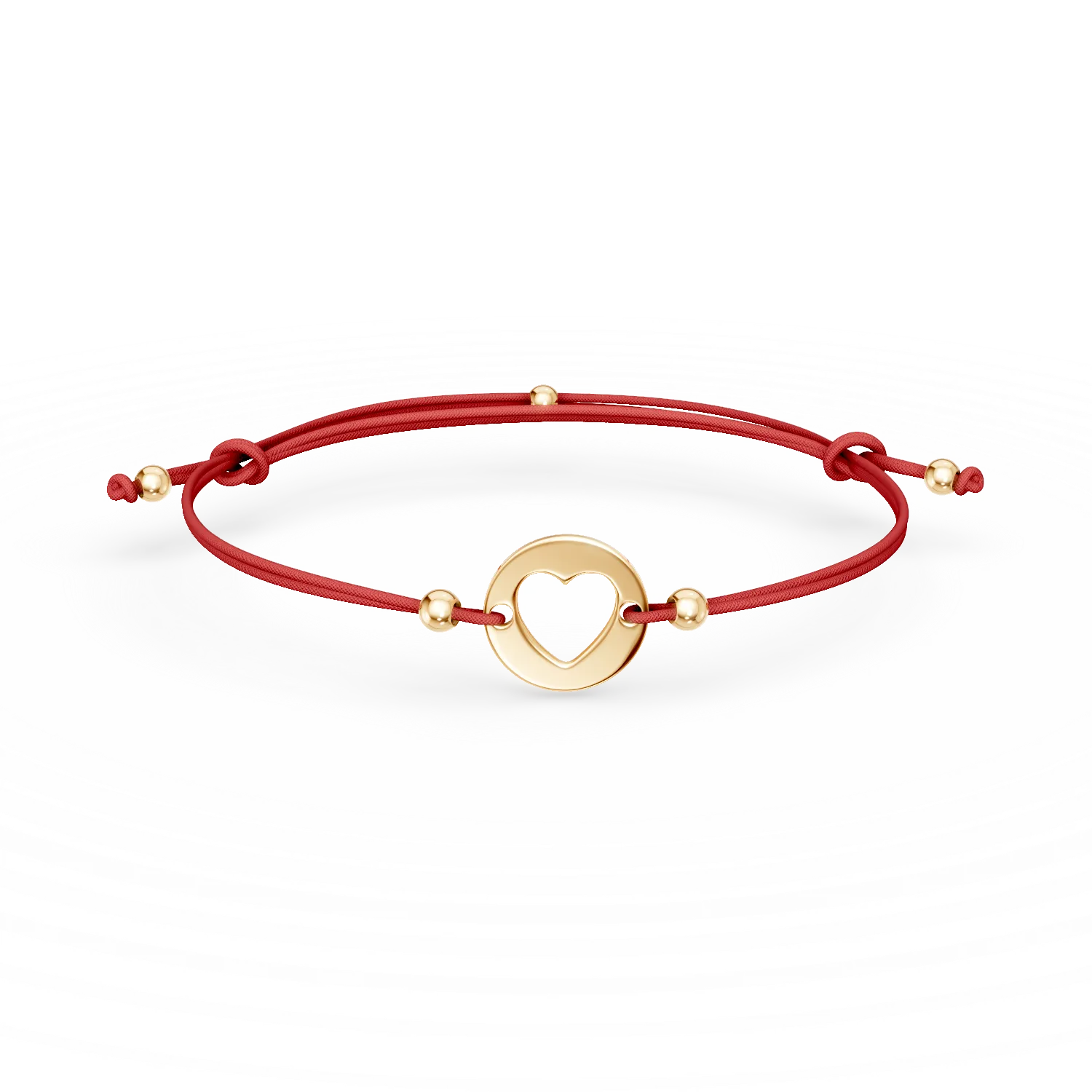 Bratara cu snur si pandantiv inima din aur galben