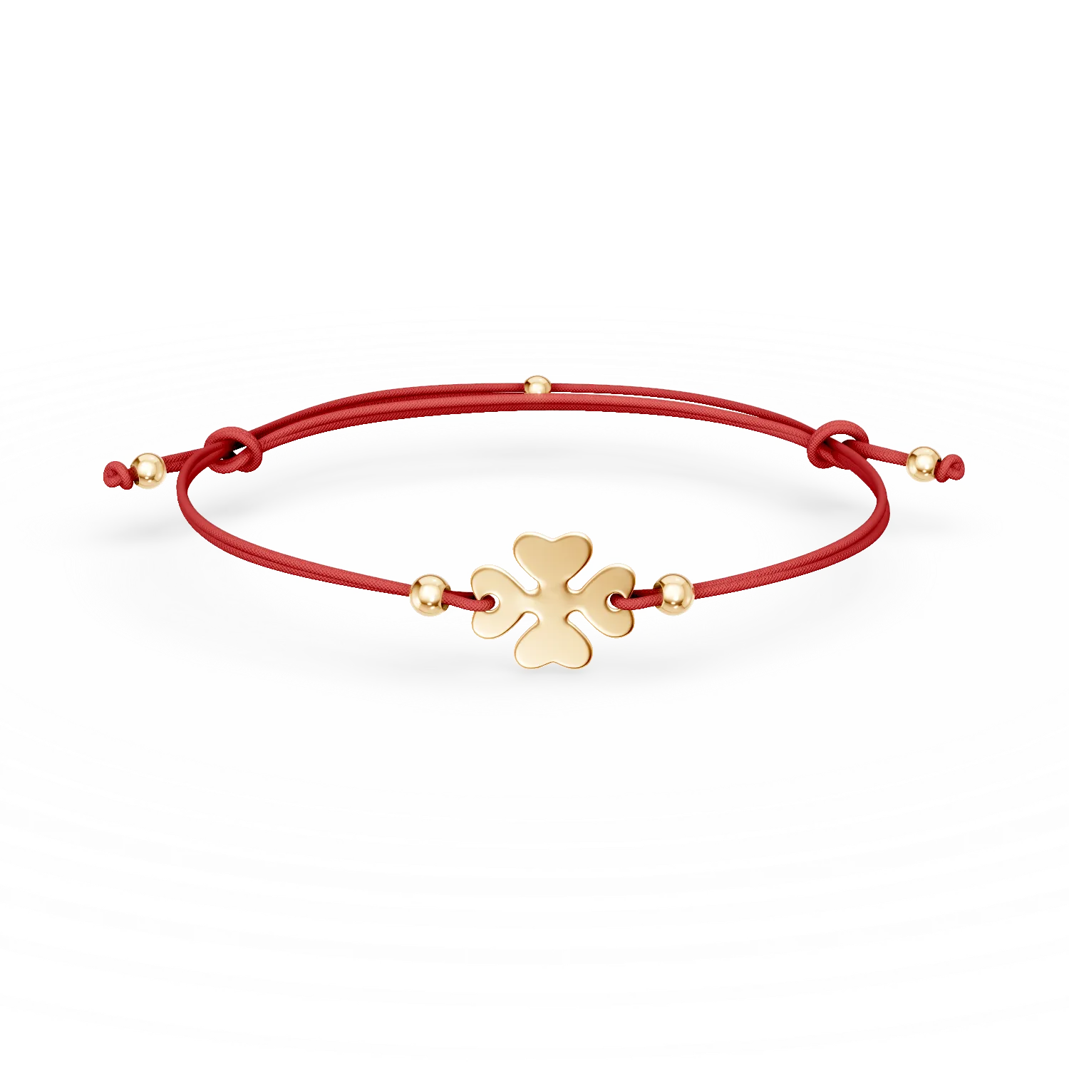 Bratara cu snur si pandantiv trifoi din aur galben