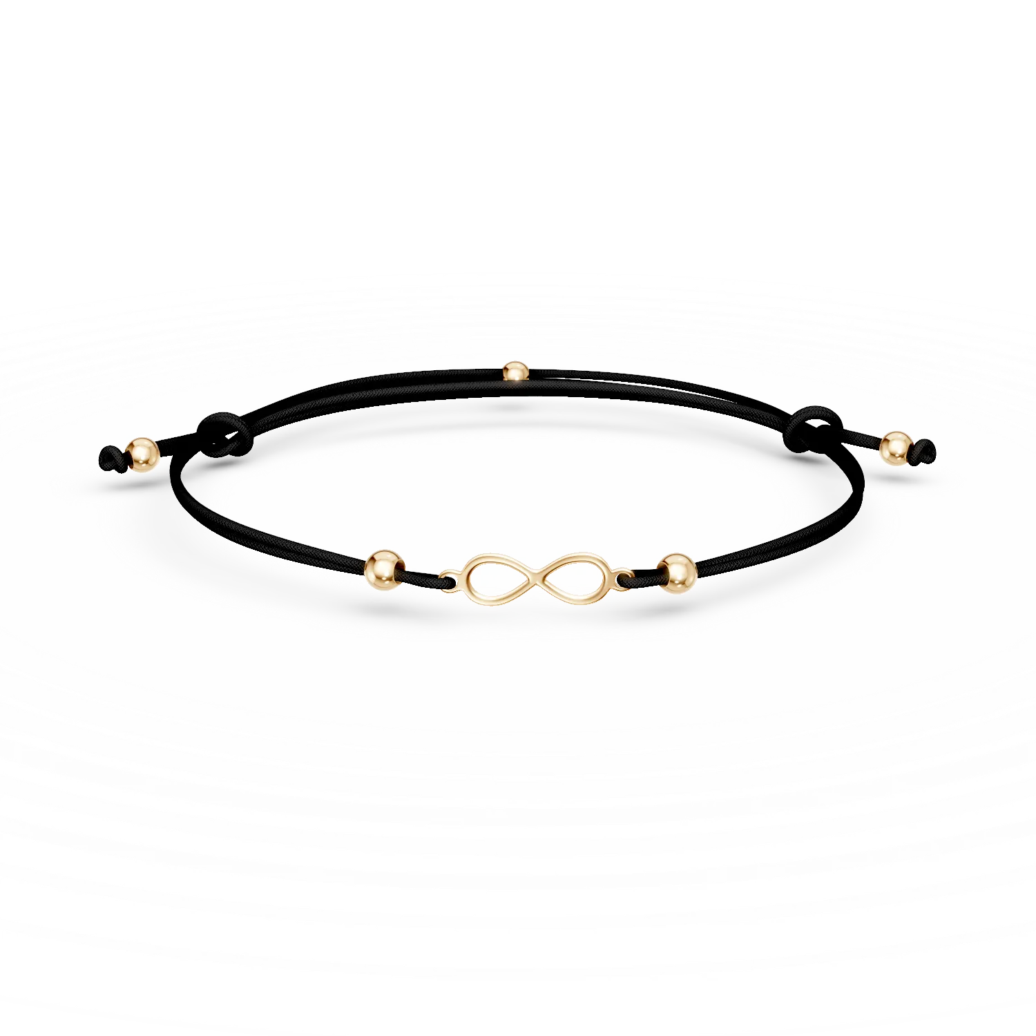 Bratara cu snur si pandantiv infinit din aur galben