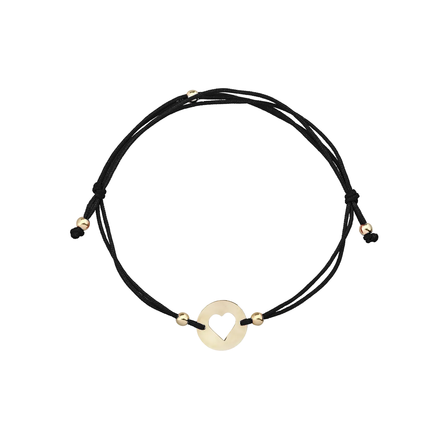 Bratara cu snur si pandantiv inimioara din aur galben