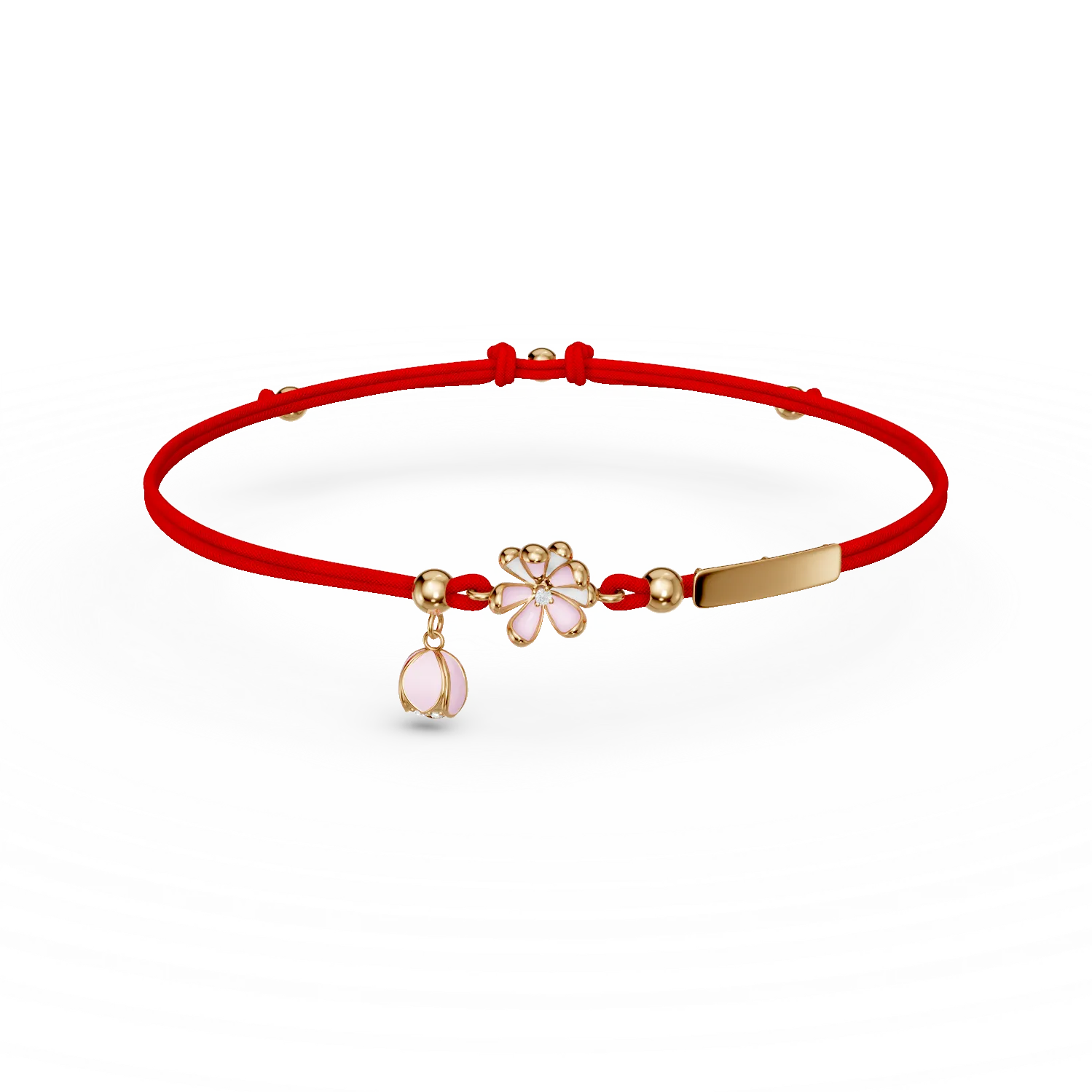 Bratara cu snur flori de tei din aur galben cu diamante de 0.02ct