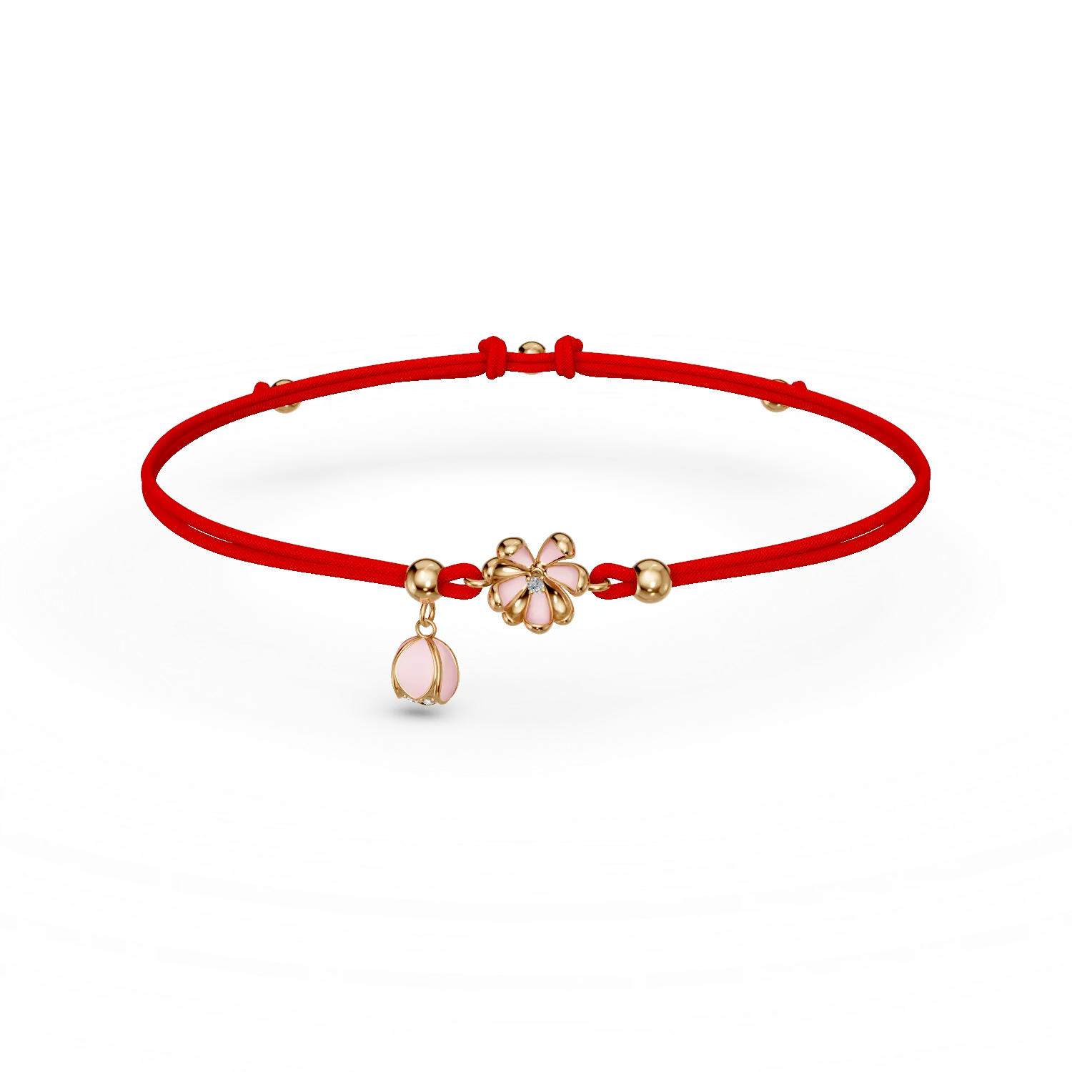 Bratara cu snur flori de tei din aur galben cu diamante de 0.02ct
