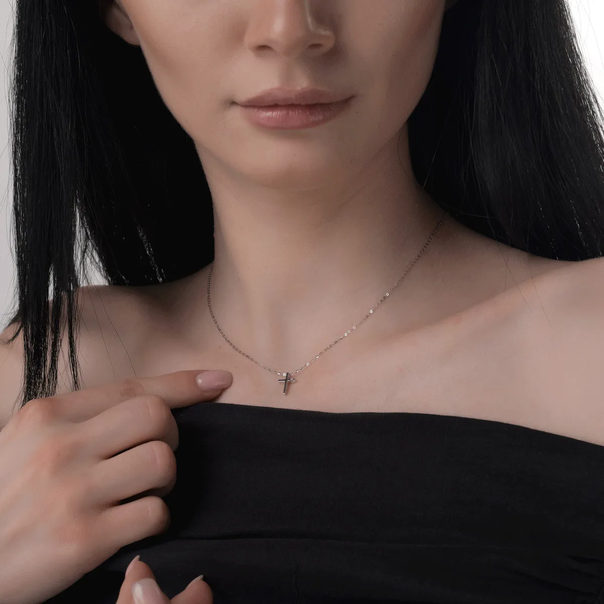 Пръстен с висулка от 14K бяло злато с диамант 0.01ct