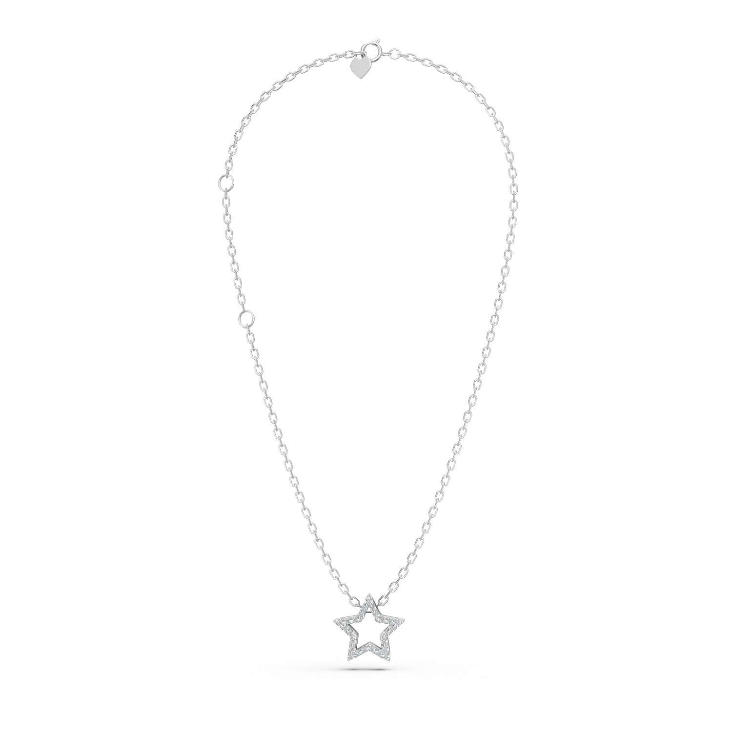 Naszyjnik z zawieszką w kształcie gwiazdy z białego złota z diamentem 0.06ct