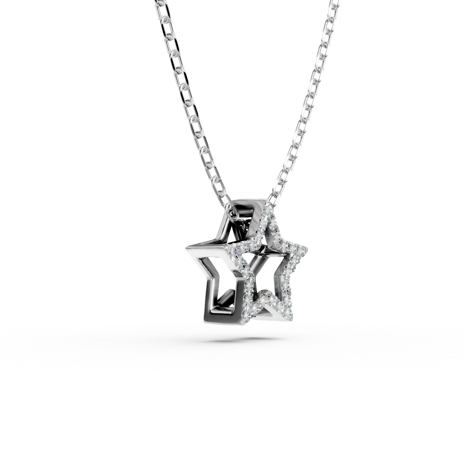 Naszyjnik z zawieszką w kształcie gwiazdy z białego złota z diamentem 0.06ct