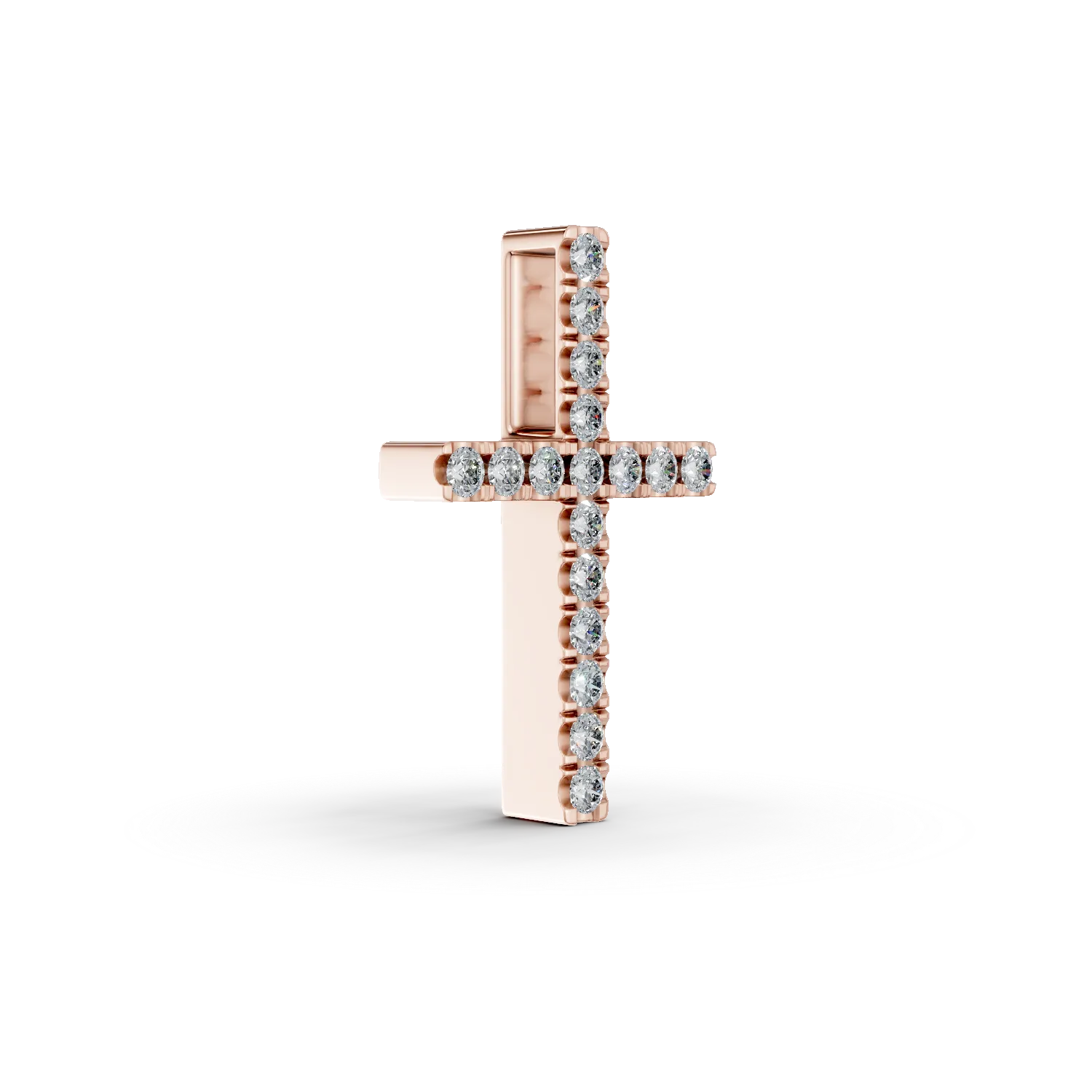 Висулка с кръст от розово злато 18K с диаманти 0,066ct
