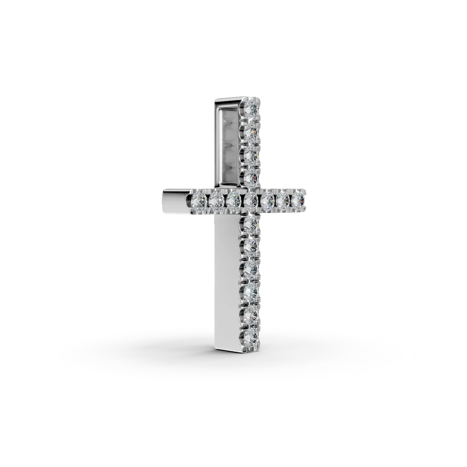 Висулка кръст от бяло злато с диаманти 0.06кт