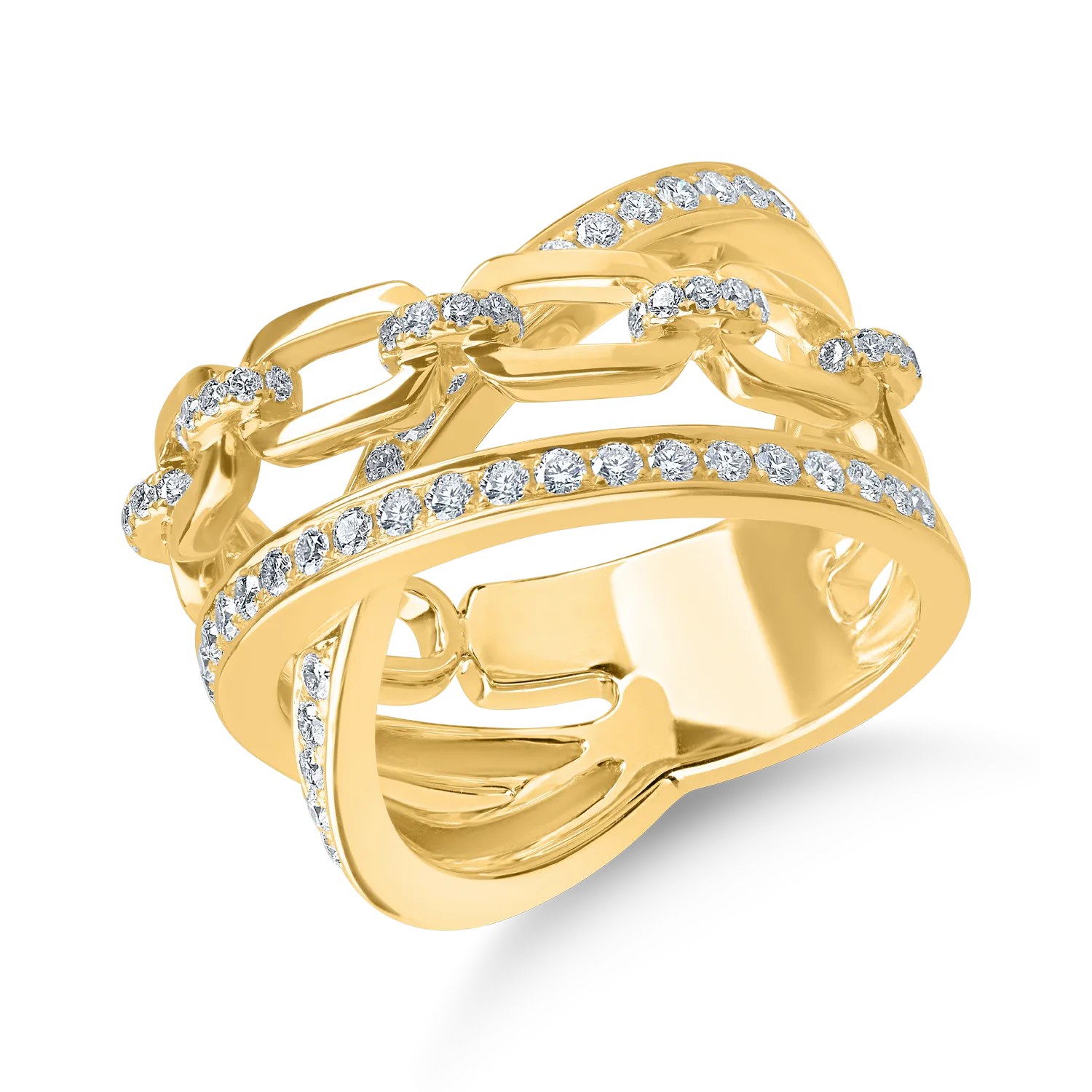 Inel geometric din aur galben cu diamante de 0.7ct