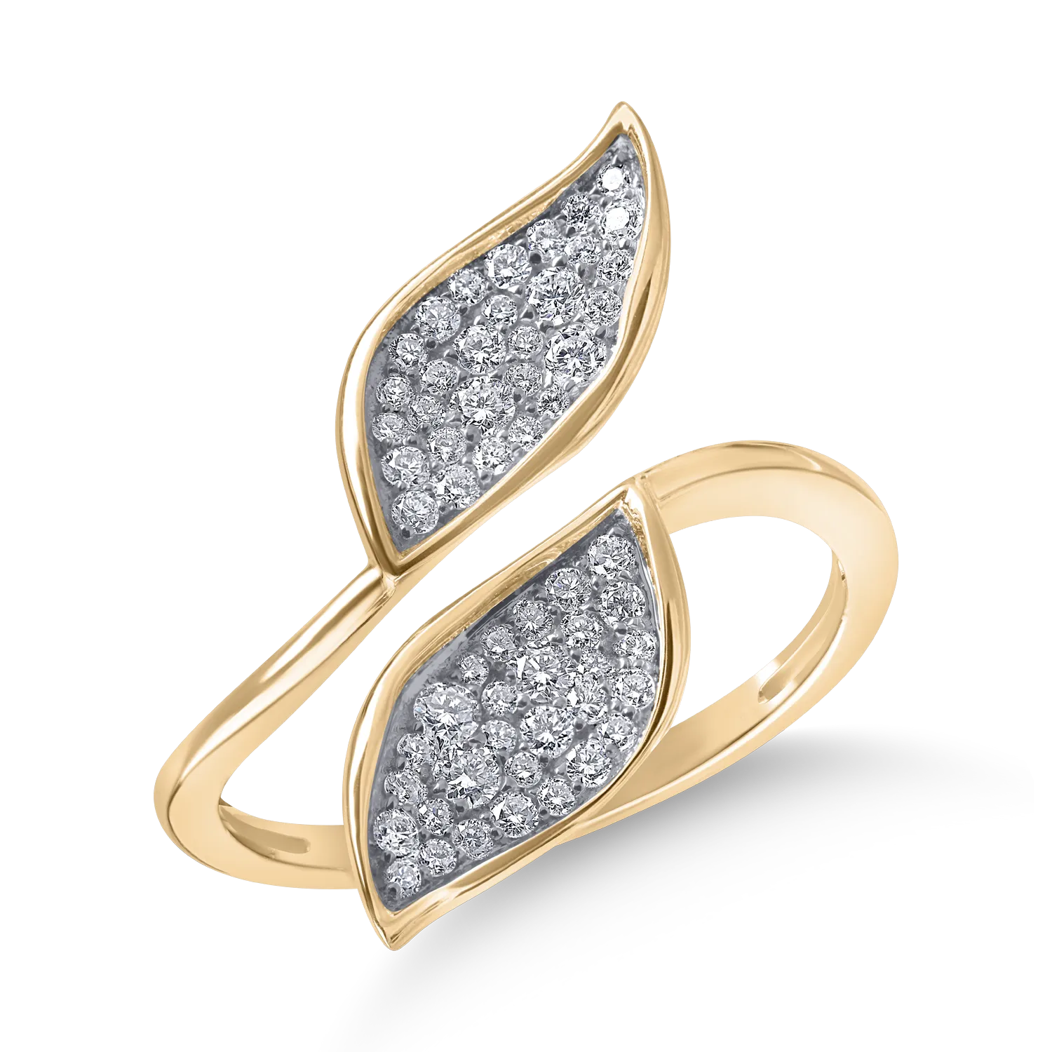 Inel deschis din aur galben cu diamante de 0.38ct