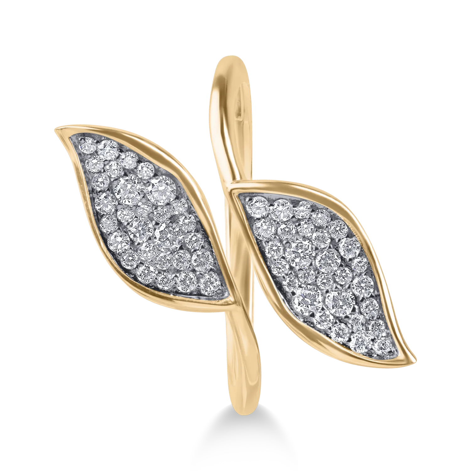 Open yellow gold ring with diamonds 0.38ct