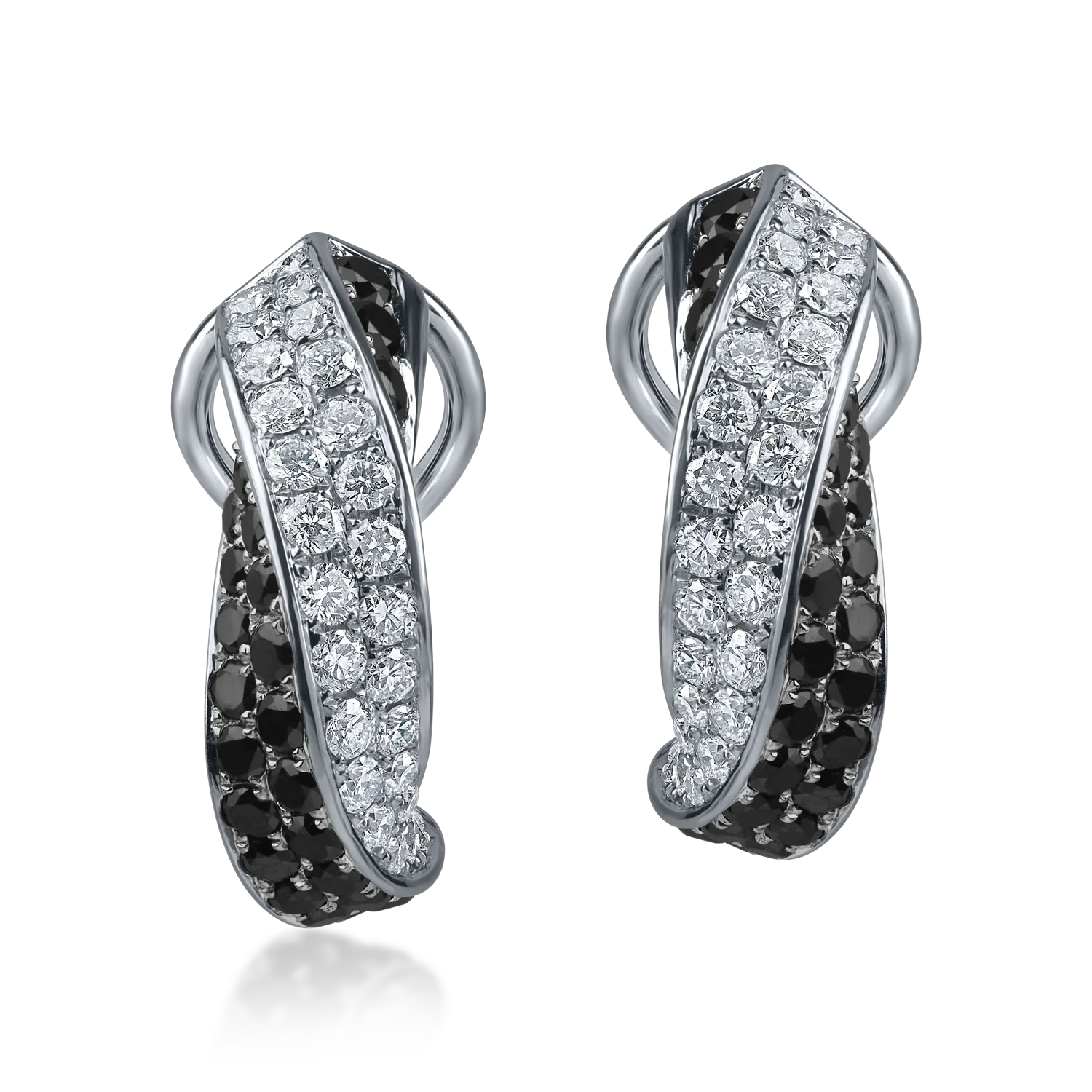 White gold earrings with 2.2ct black and clear diamonds-198728