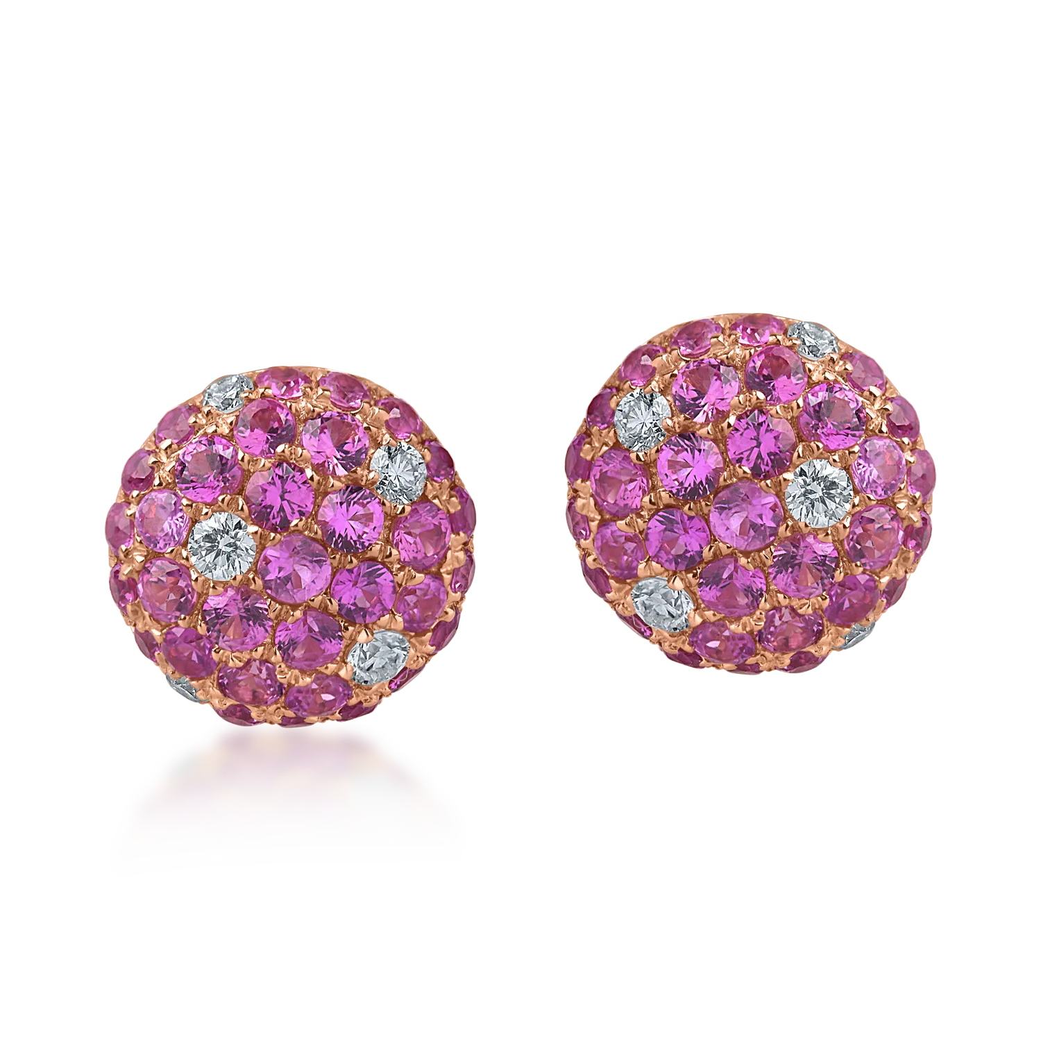Rose gold earrings with 0.8ct pink sapphires and 0.1ct diamonds-200569