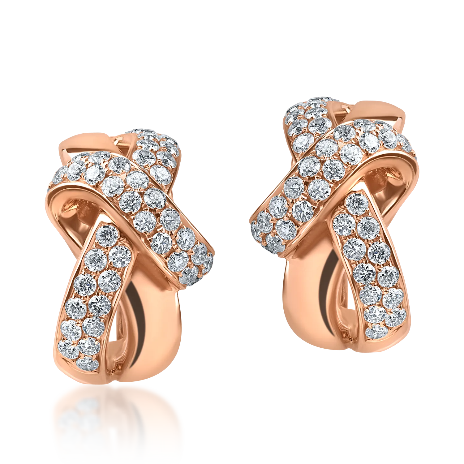 Cercei din aur roz cu diamante de 1.3ct