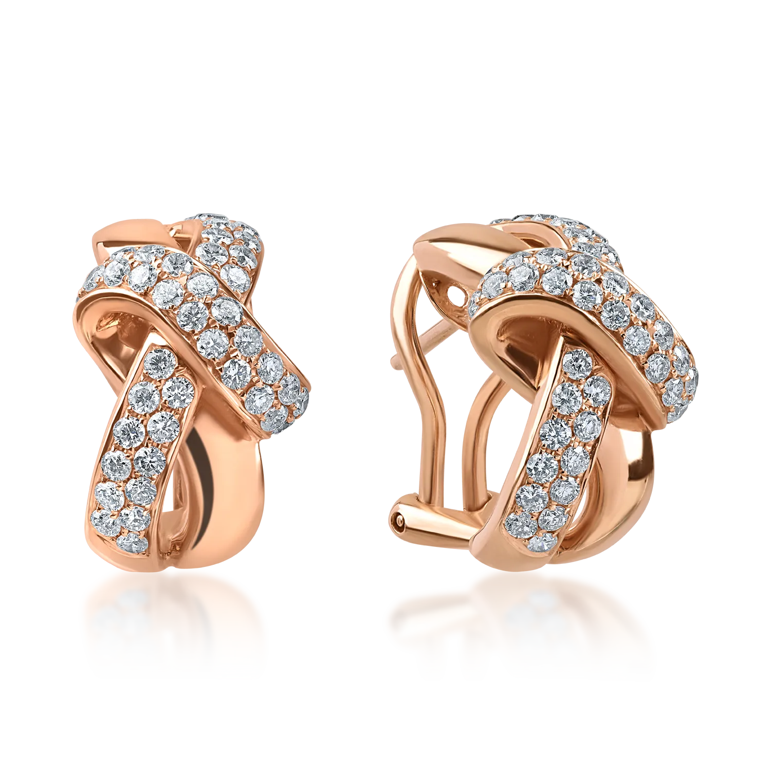 Teilor Cercei din aur roz cu diamante de 1.3ct
