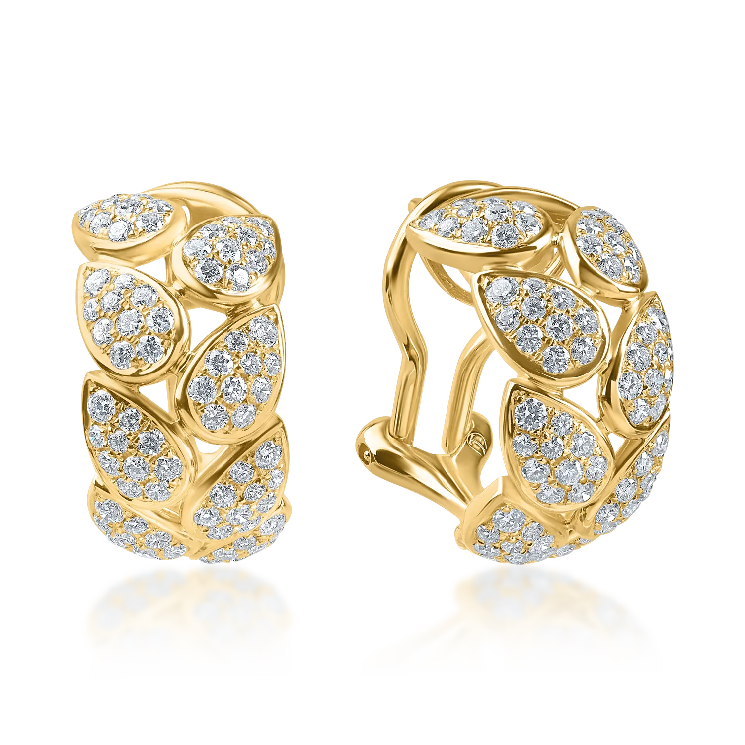 Cercei geometrici din aur galben cu diamante de 0.1ct