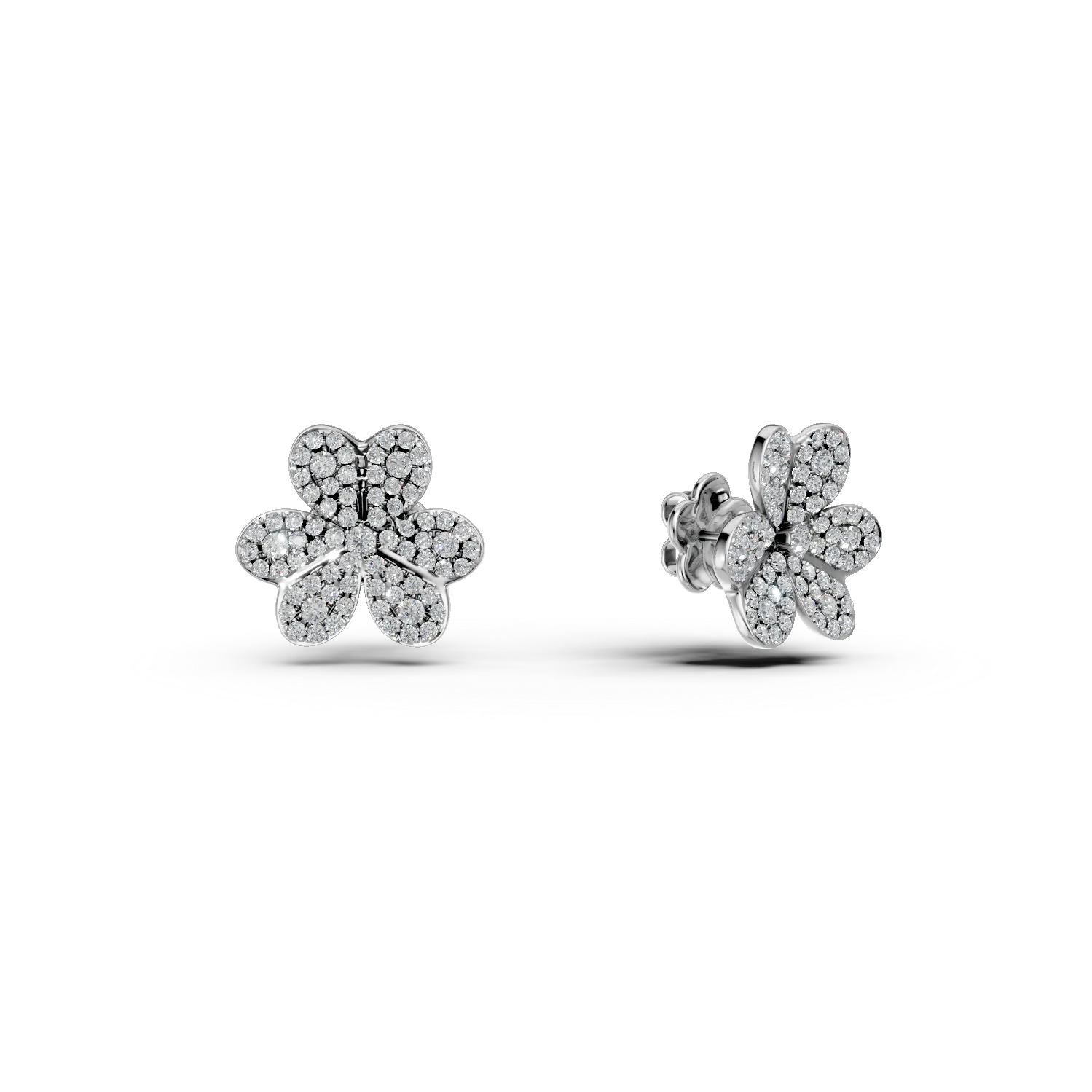 Cercei florali din aur alb cu diamante de 1.4ct