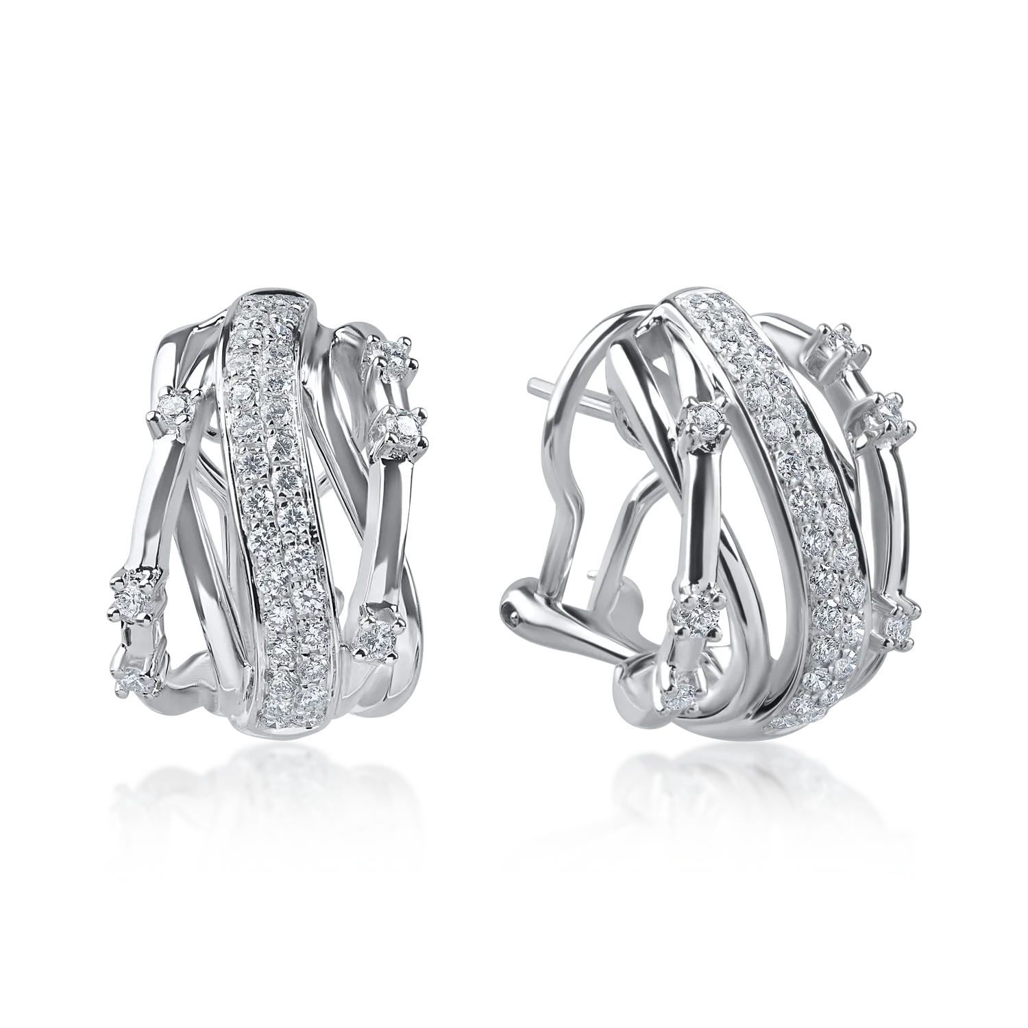 Cercei geometrici din aur alb cu diamante de 0.6ct