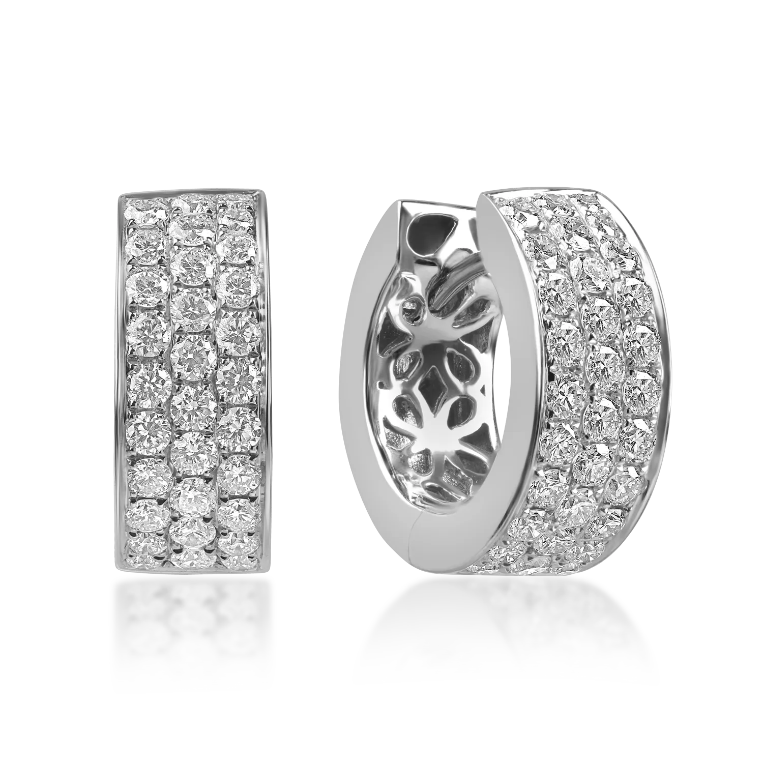 Teilor Cercei creole din aur alb cu diamante de 0.1ct