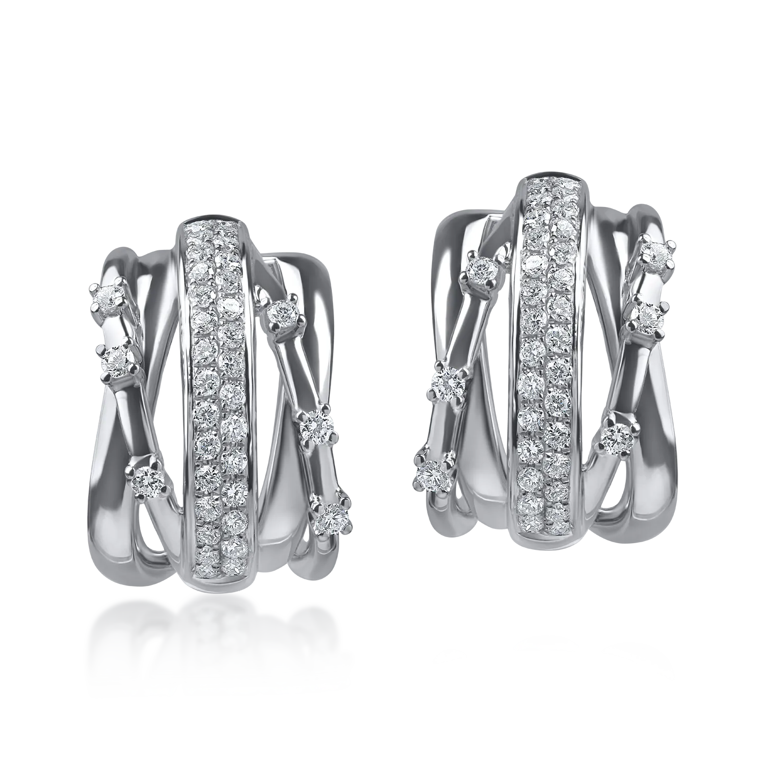 Cercei geometrici din aur alb cu diamante de 0.6ct