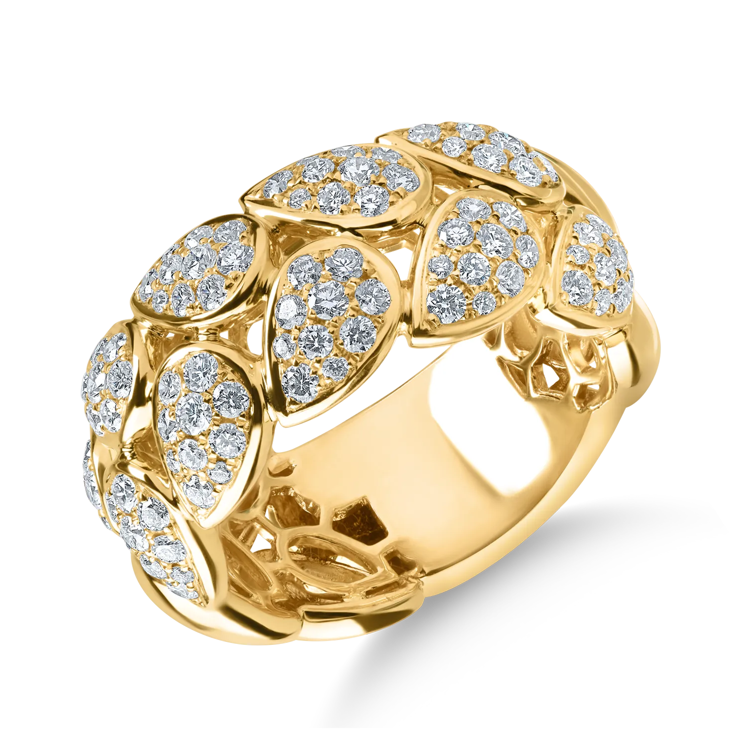 Inel geometric din aur galben cu diamante de 0.1ct