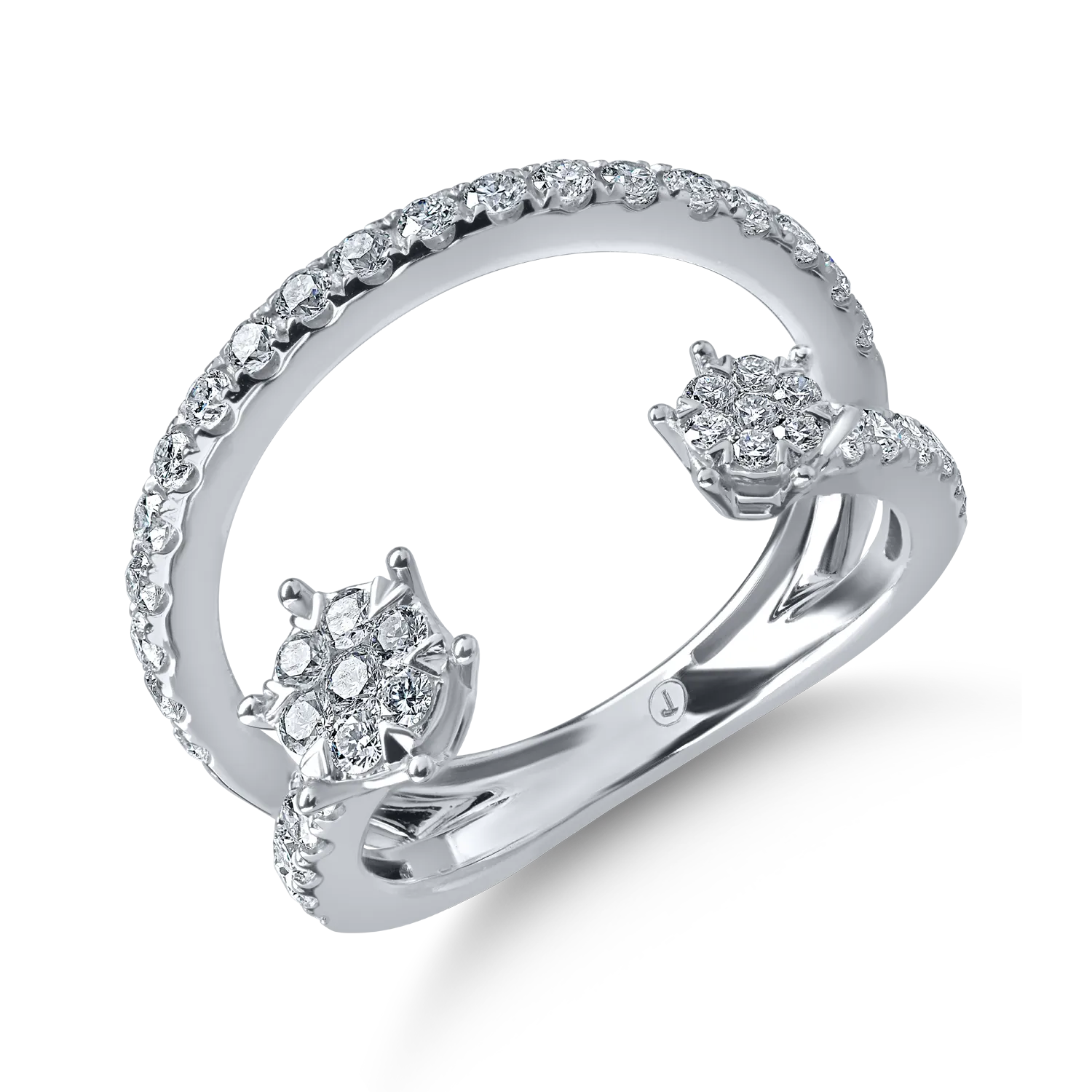 Inel dublu din aur alb cu diamante de 0.6ct