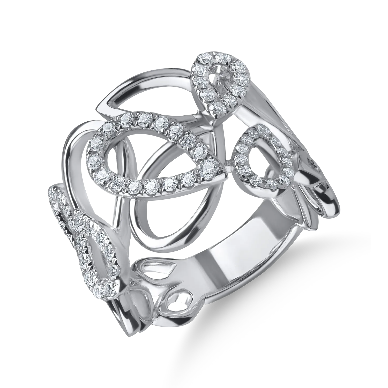 Inel geometric din aur alb cu diamante de 0.5ct