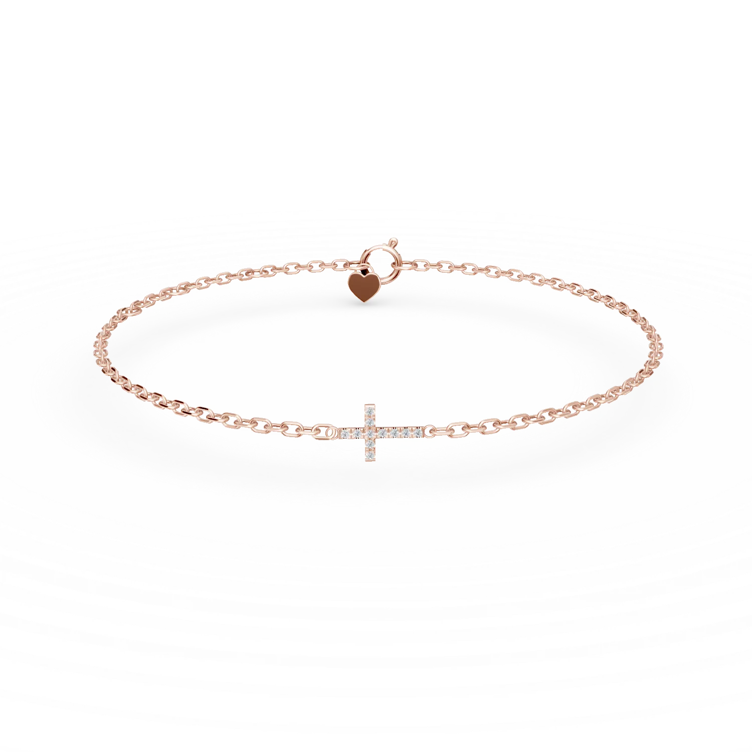 Bratara cu cruce din aur roz cu diamante de 0.05ct