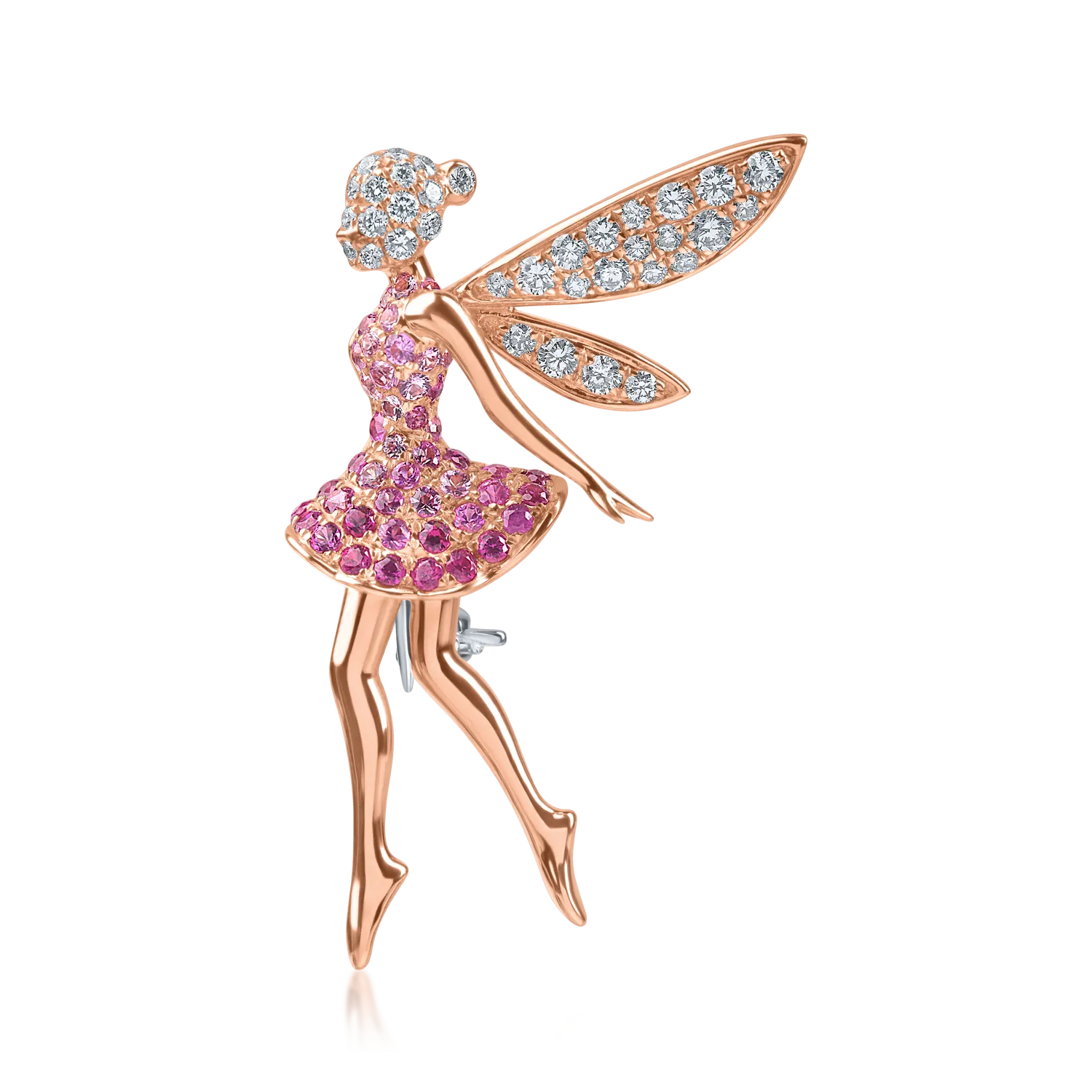 Rose gold fairy brooch with 0.9ct precious stones-198849