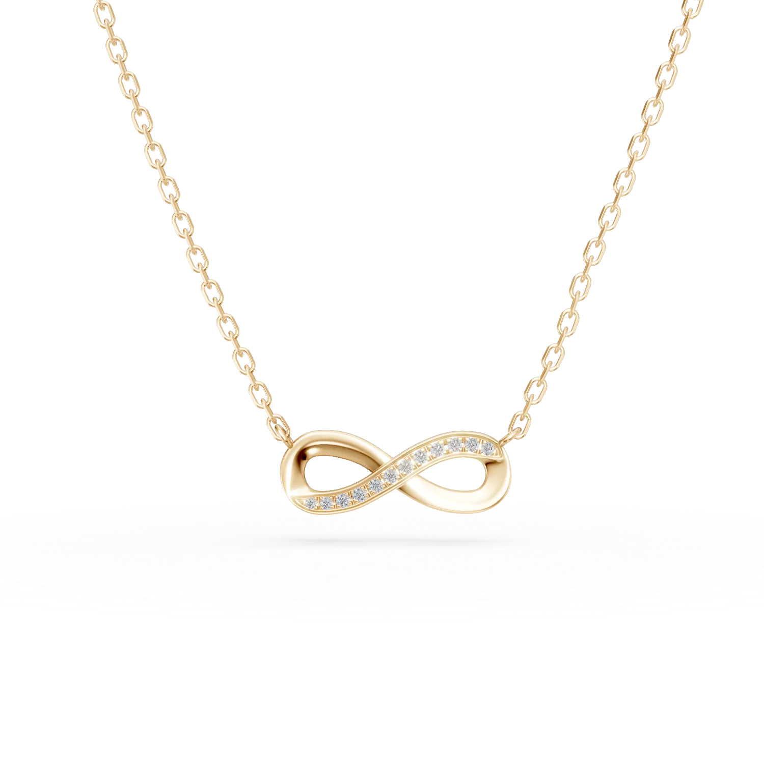 Lant cu pandantiv infinit din aur galben cu diamante de 0.04ct