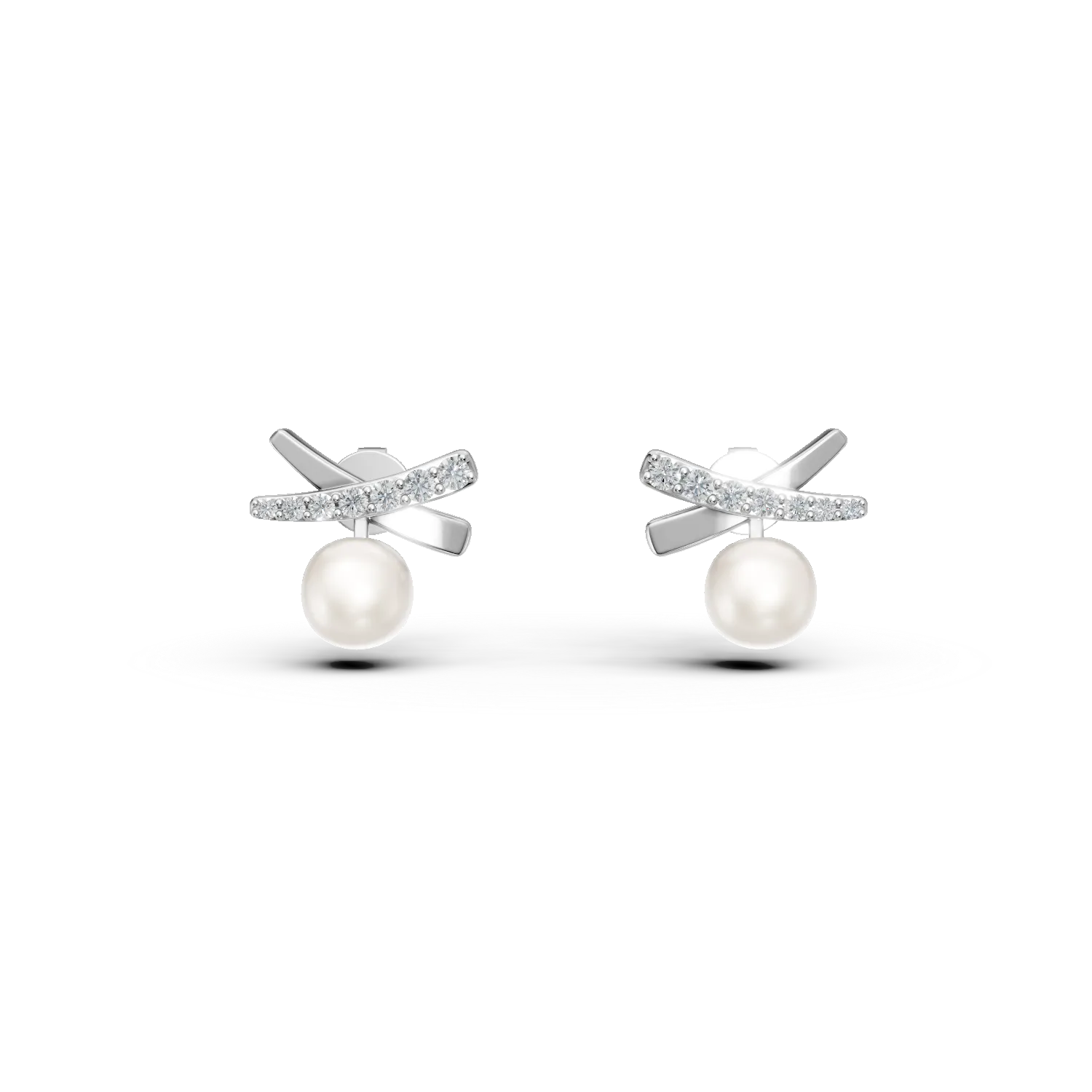 White gold earrings with 3.14ct fresh water pearls and 0.23ct diamonds-201431