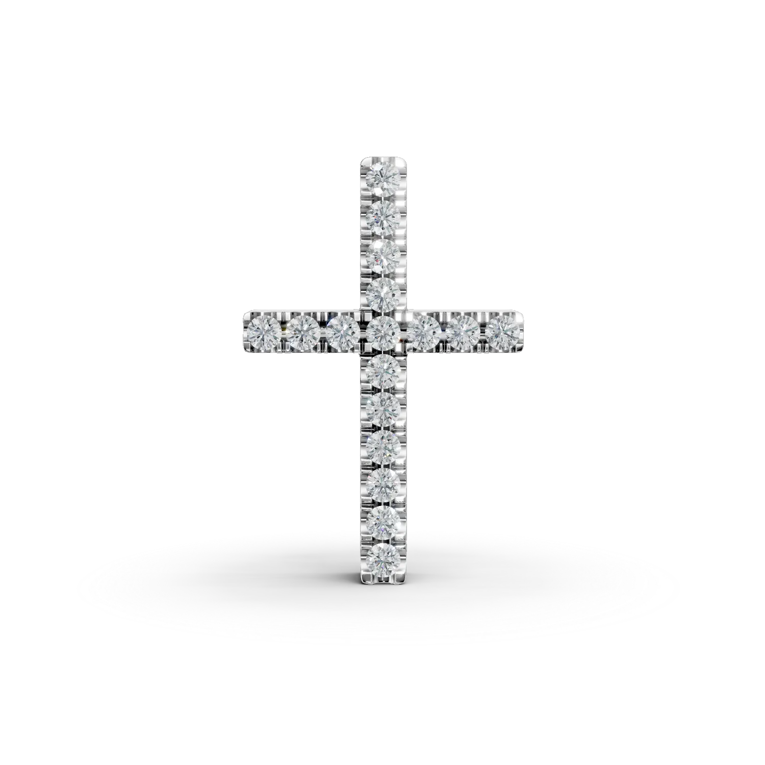 Pandantiv cruce din aur alb cu diamante de 0.08ct