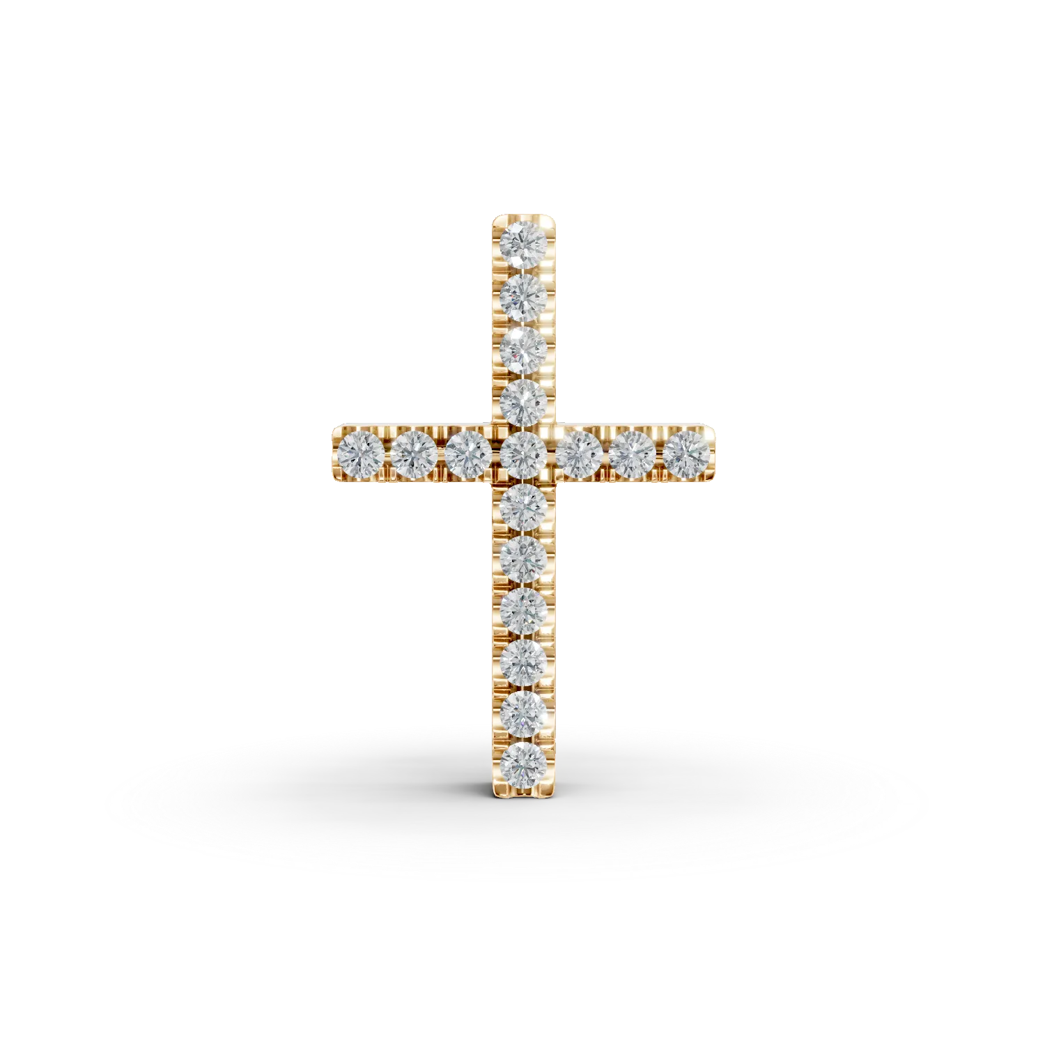 Pandantiv cruce din aur galben cu diamante de 0.08ct