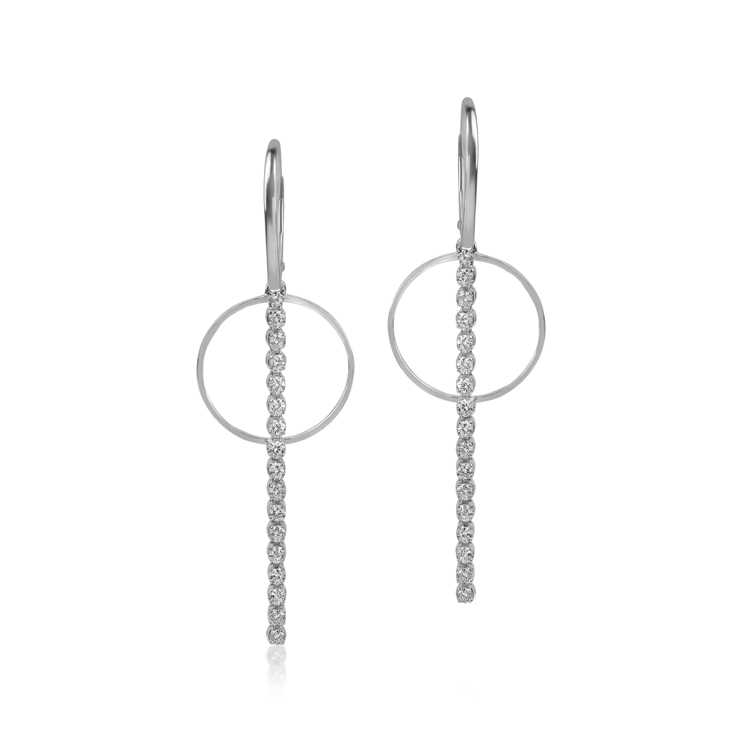 Cercei geometrici din aur alb cu diamante de 0.59ct-198920