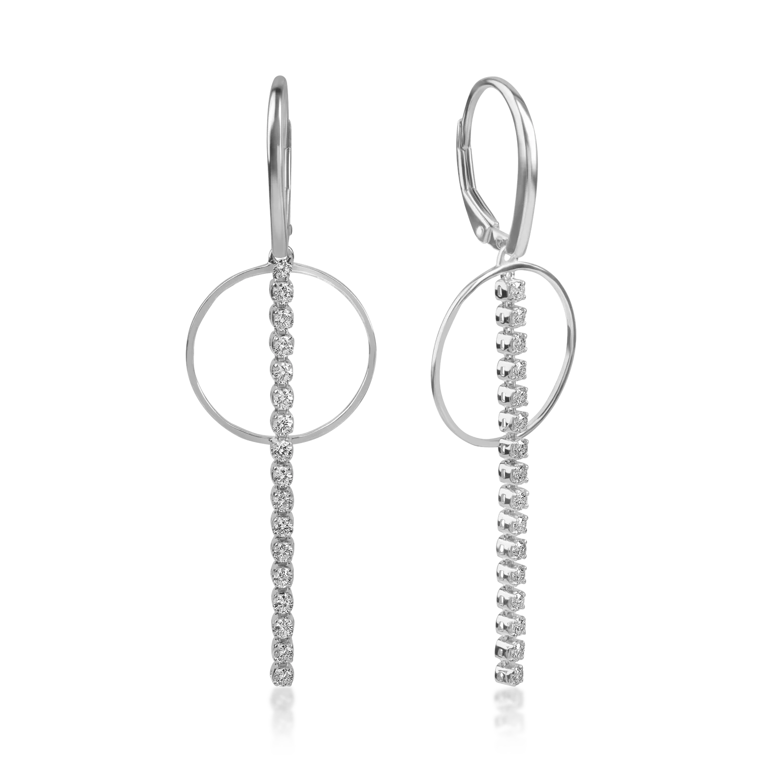 Teilor Cercei geometrici din aur alb cu diamante de 0.59ct