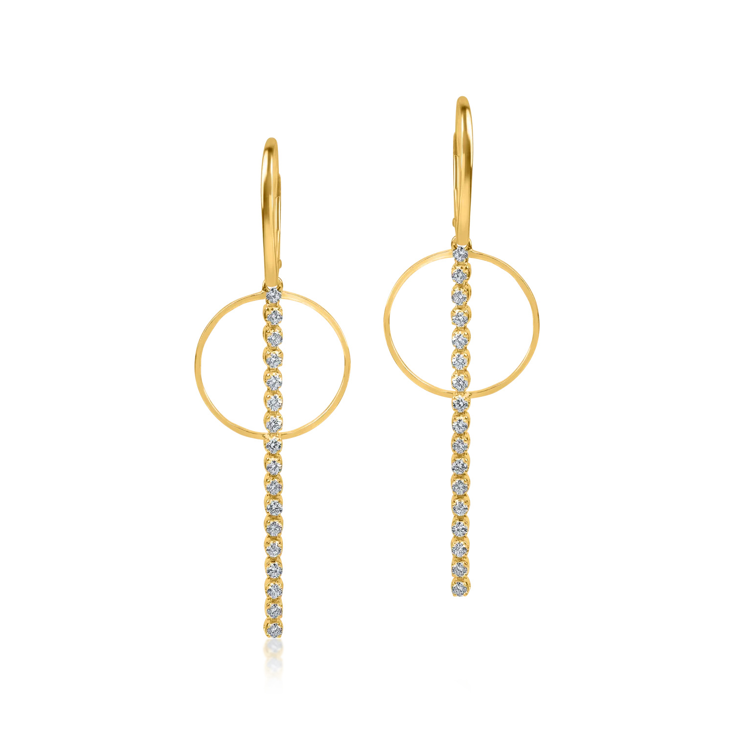 Cercei geometrici din aur galben cu diamante de 0.59ct