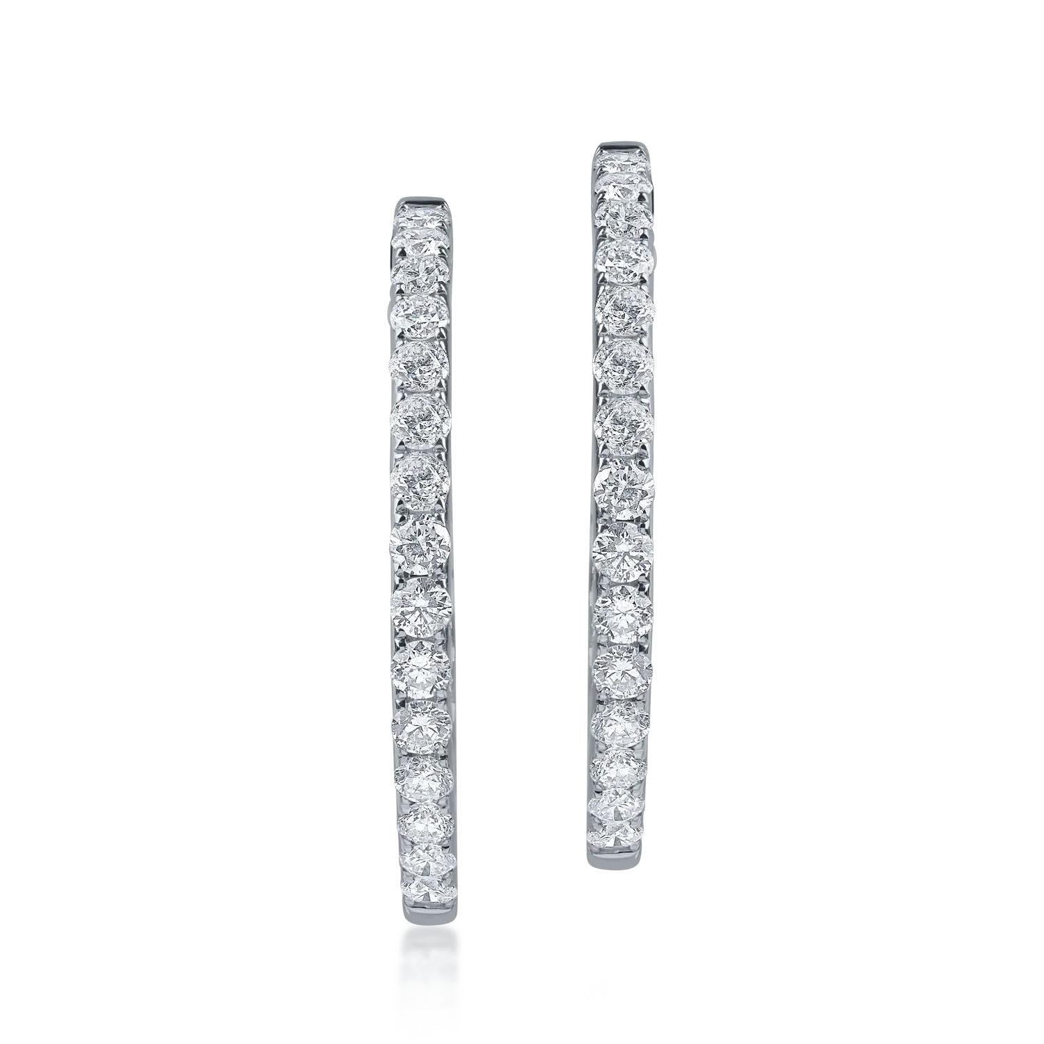 Cercei creole din aur alb cu diamante princess de 0.69ct