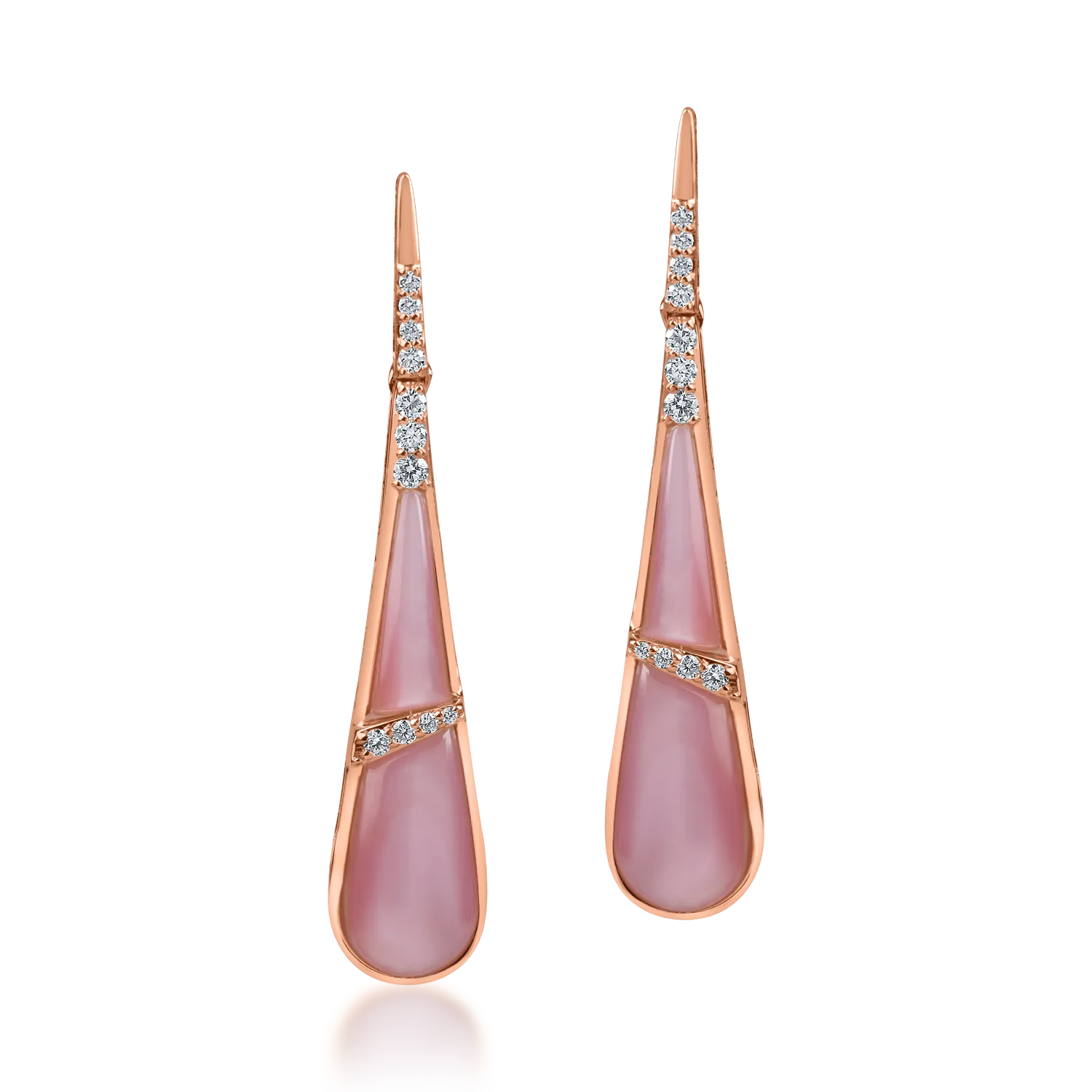 Cercei din aur roz cu sidef de 5.02ct si diamante de 0.19ct - imagine 2