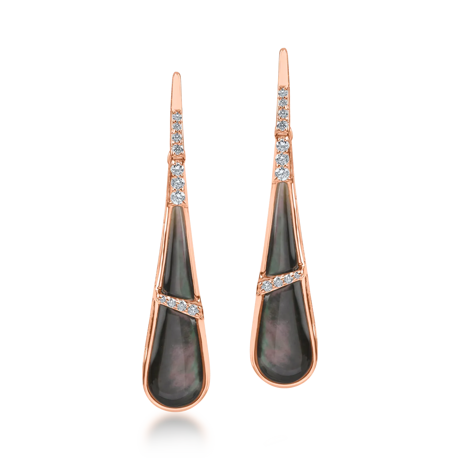 Cercei din aur roz cu sidef de 5.02ct si diamante de 0.19ct - imagine 2