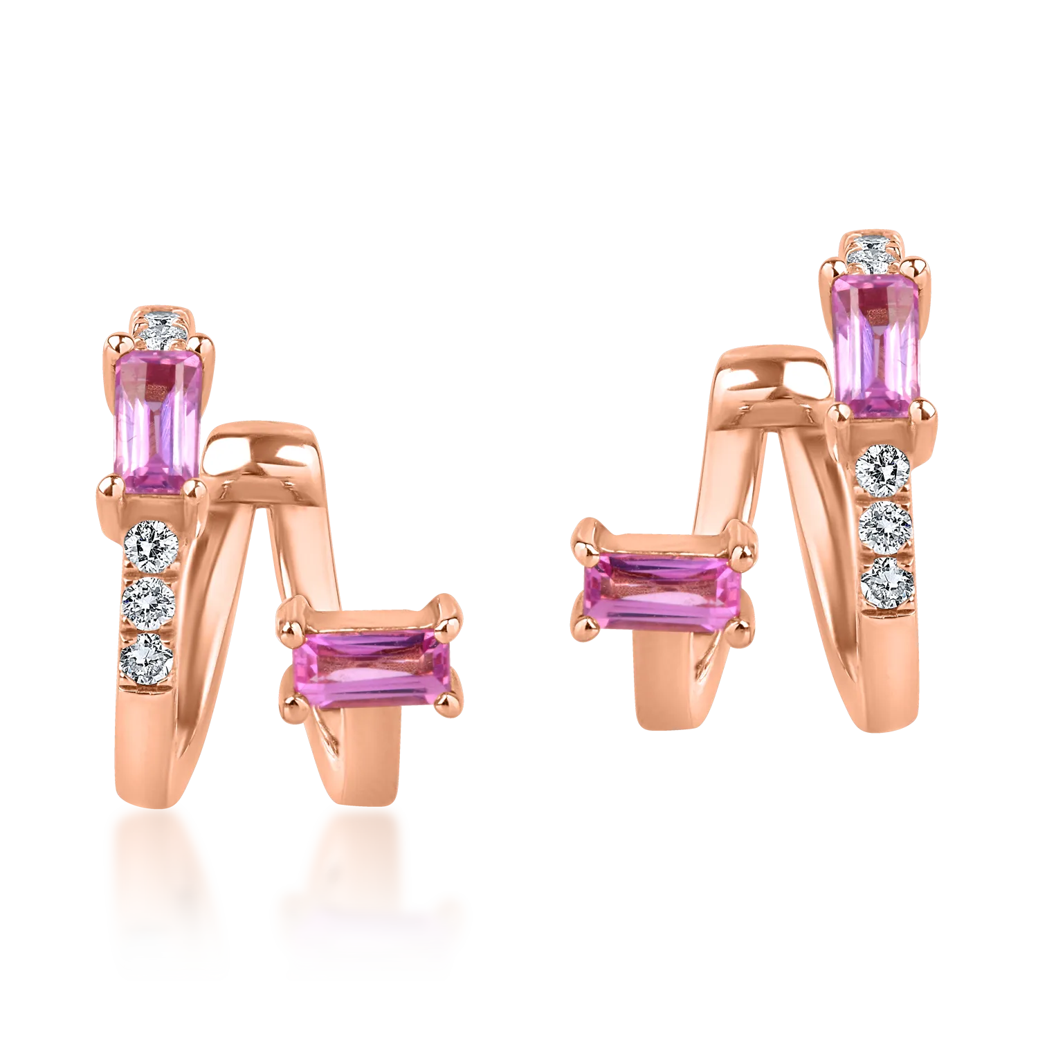 Teilor Cercei cuff din aur roz cu safire roz de 0.29ct si diamante de 0.05ct