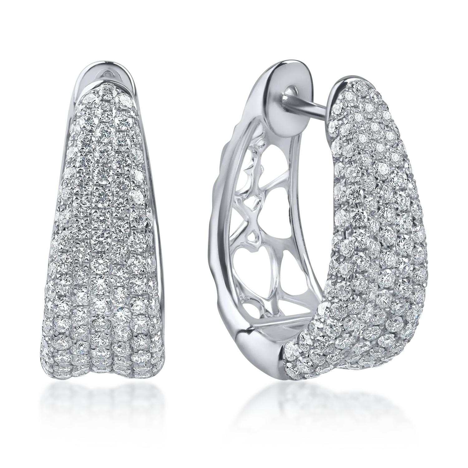 Cercei din aur alb cu diamante microsetting de 2.2ct