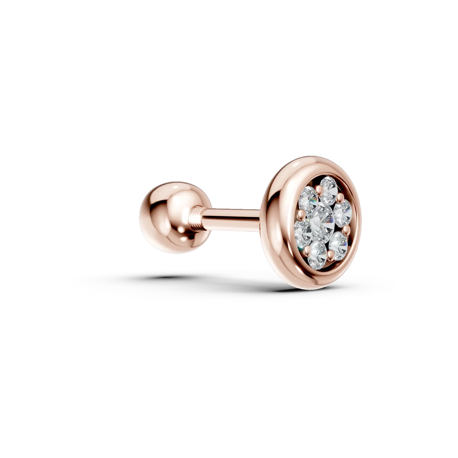 TEILOR Cercel piercing din aur roz cu diamante de 0.045ct