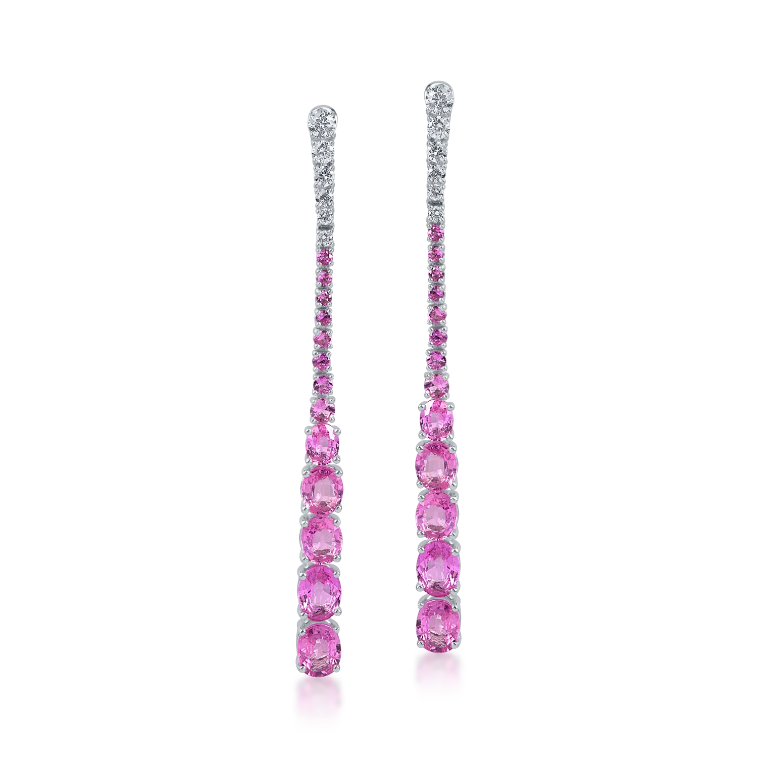 White gold long earrings with 8.88ct pink sapphires and 0.65ct diamonds-198969