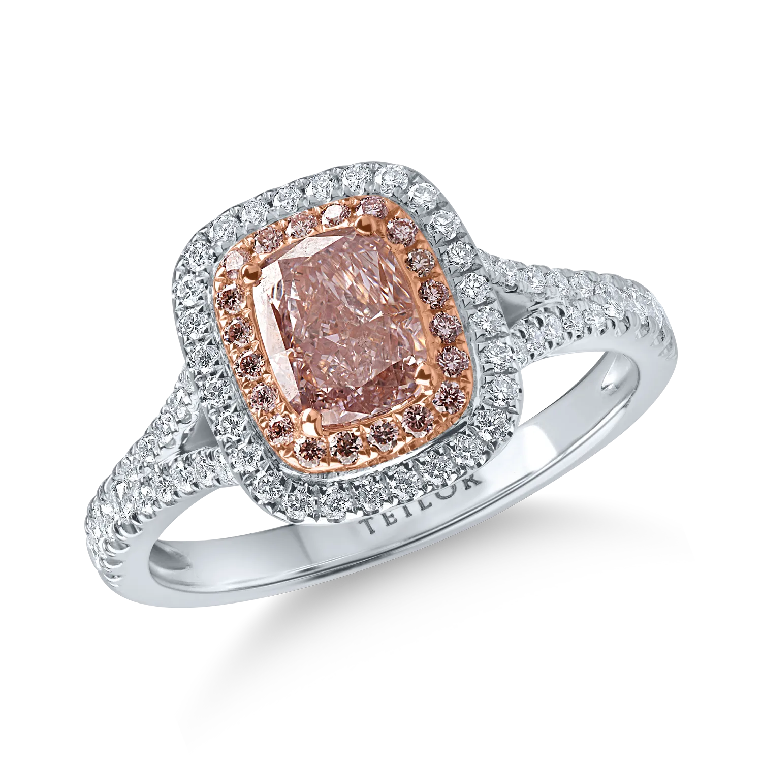 White-rose gold ring with 1.01ct fancy pink diamond and 0.46ct pink and clear diamonds-198984